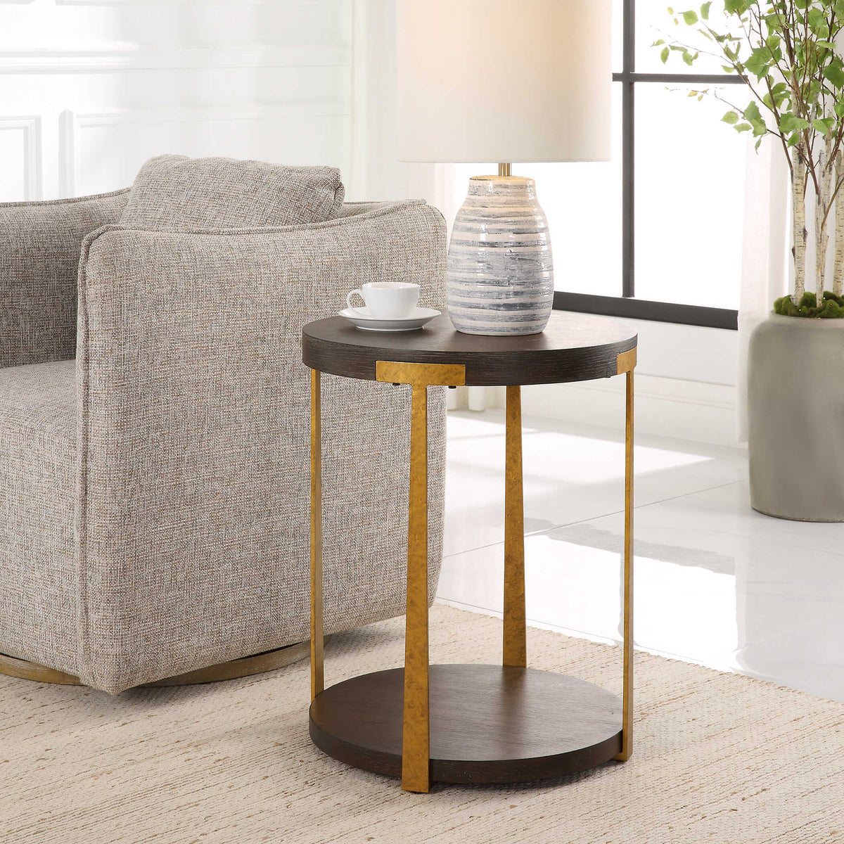 Palisade Woodtone Round Wood Side Table - Ornate Home