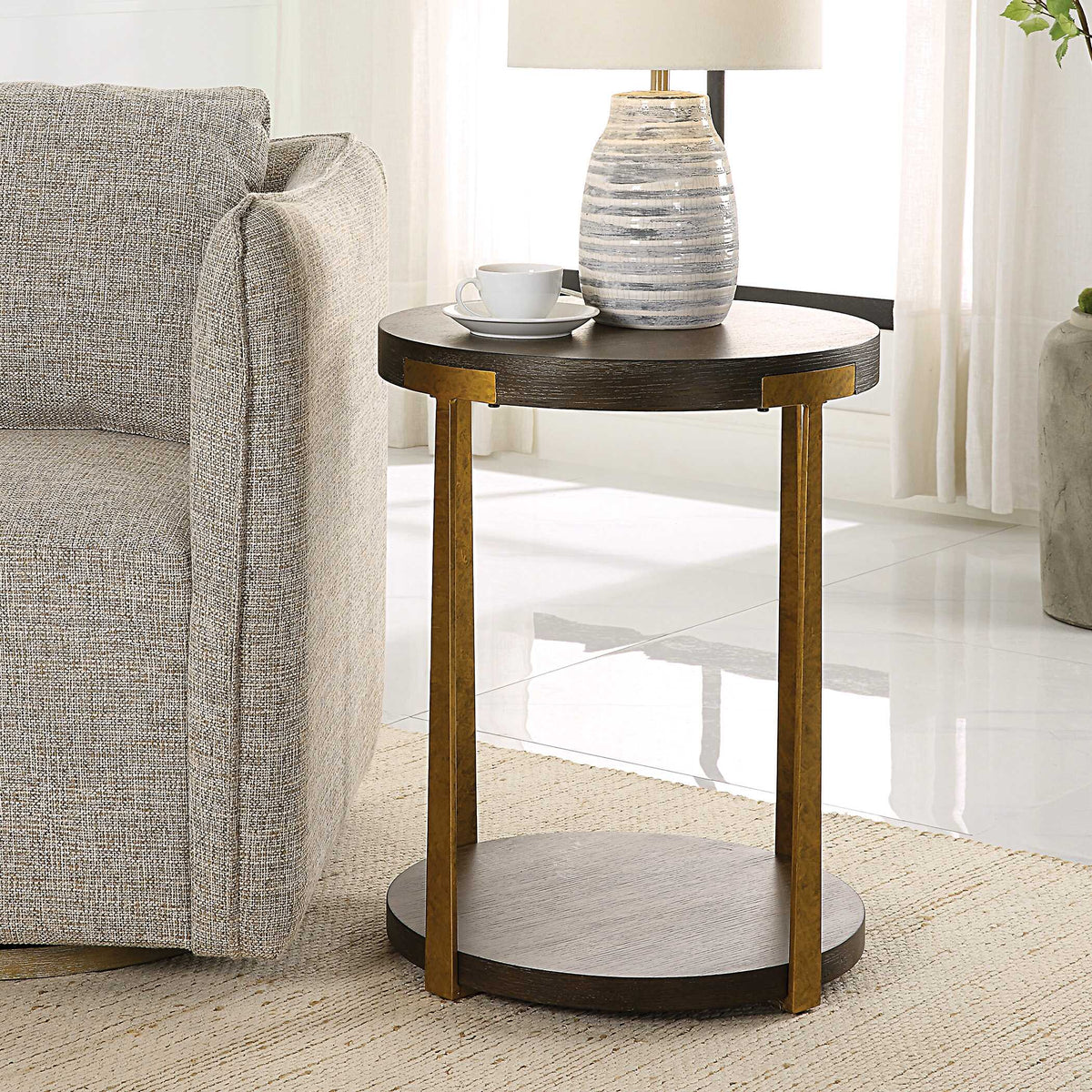Palisade Woodtone Round Wood Side Table - Ornate Home