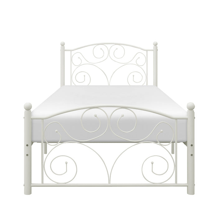 Pallina White Twin Metal Platfom Bed - Ornate Home