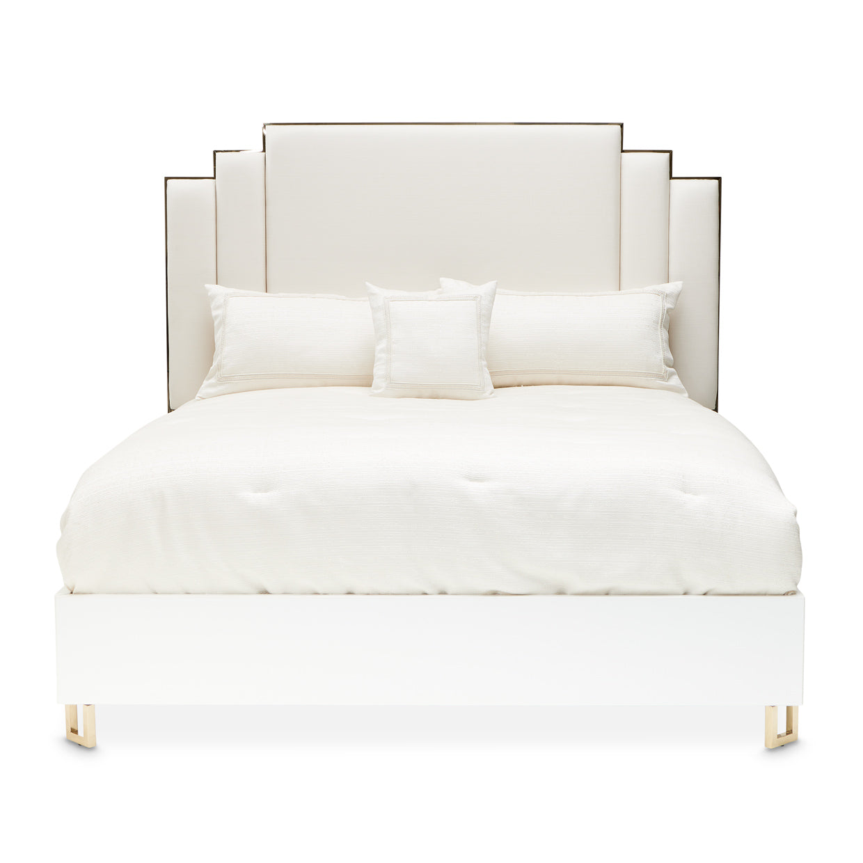 Palm Gate Cloud White/Cream Upholstered Bed - Ornate Home
