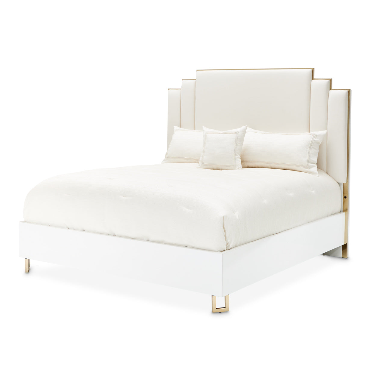 Palm Gate Cloud White/Cream Upholstered Bed - Ornate Home