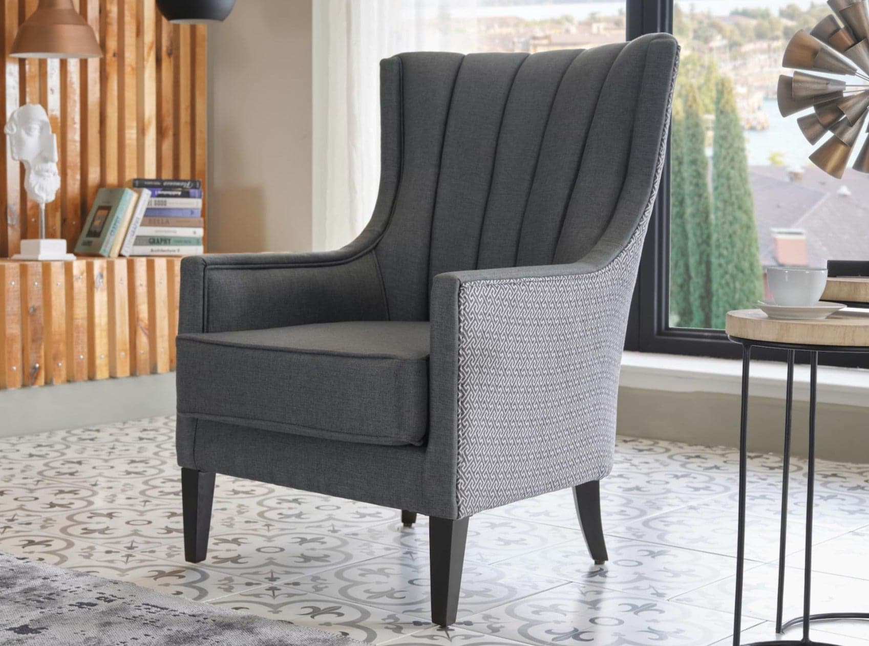 Palmer Corvet Anthracite Accent Armchair - Ornate Home