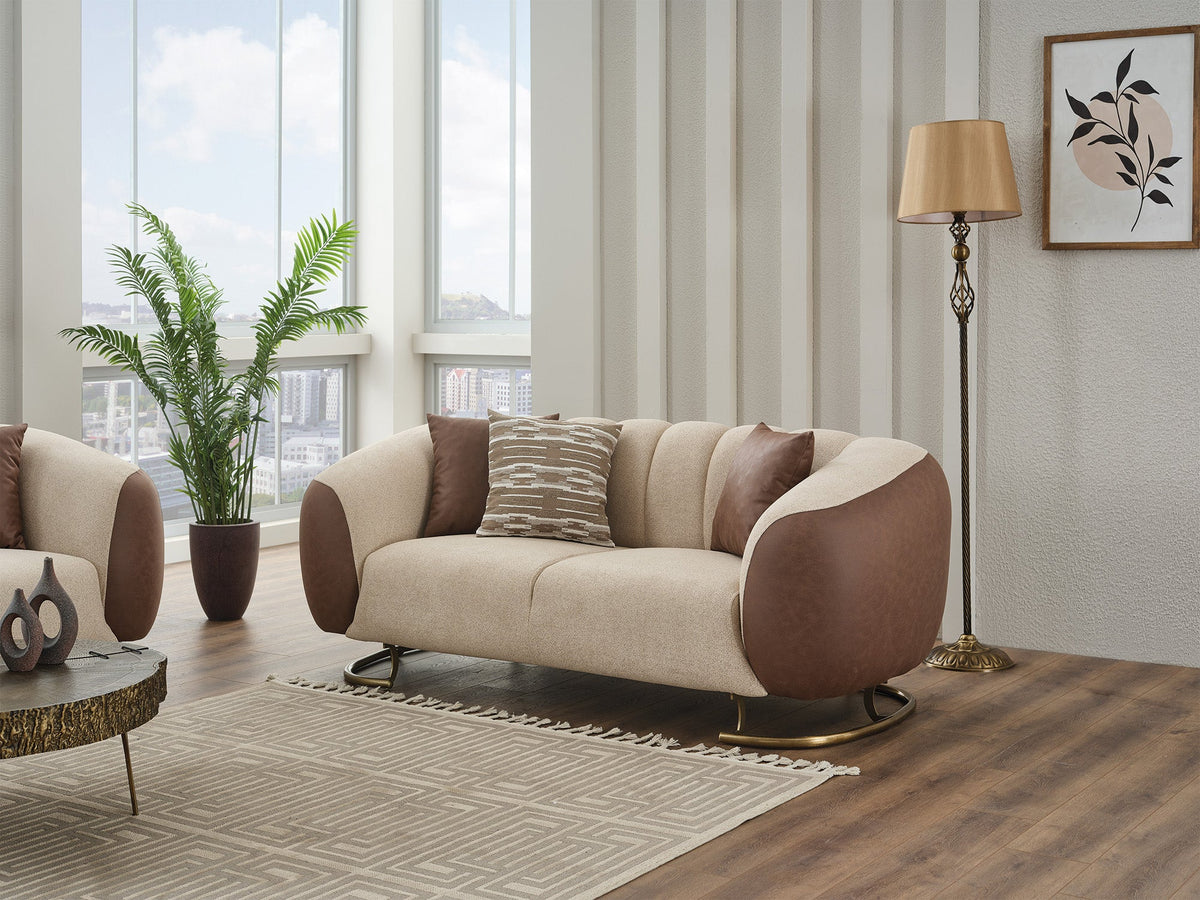 Palmera Cream Stationary Loveseat - Ornate Home