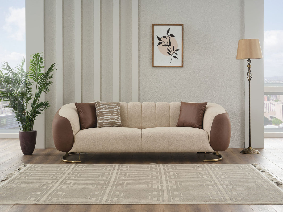 Palmera Cream Stationary Sofa - Ornate Home