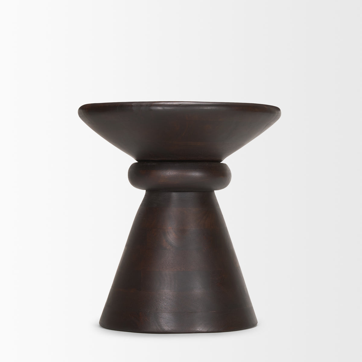 Palmera Dark Brown Wood Pedestal Accent Table - Ornate Home