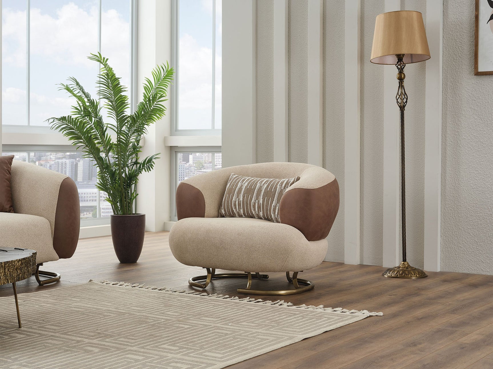 Palmera Cream 3-pieces (Sofa & Loveseat & Chair) Living Room Set