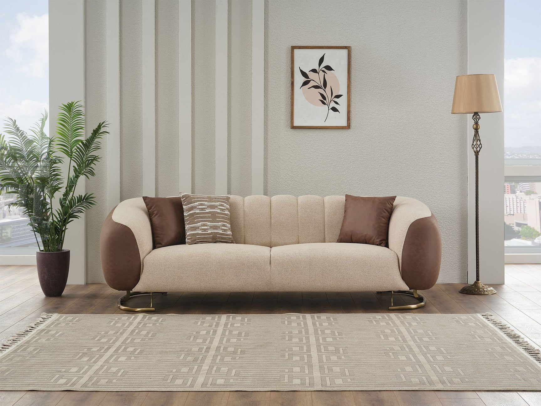 Palmera Cream 3-pieces (Sofa & Loveseat & Chair) Living Room Set