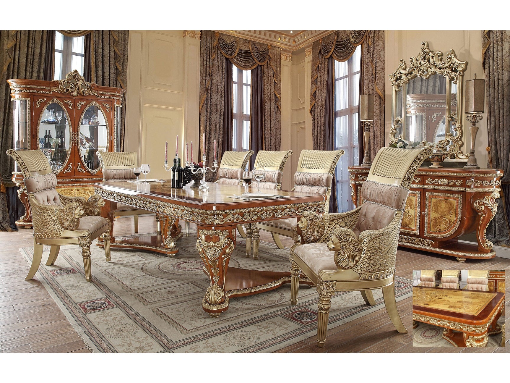 Paloma Cedar Red 7pc Dining Set / HD-8024 - Ornate Home