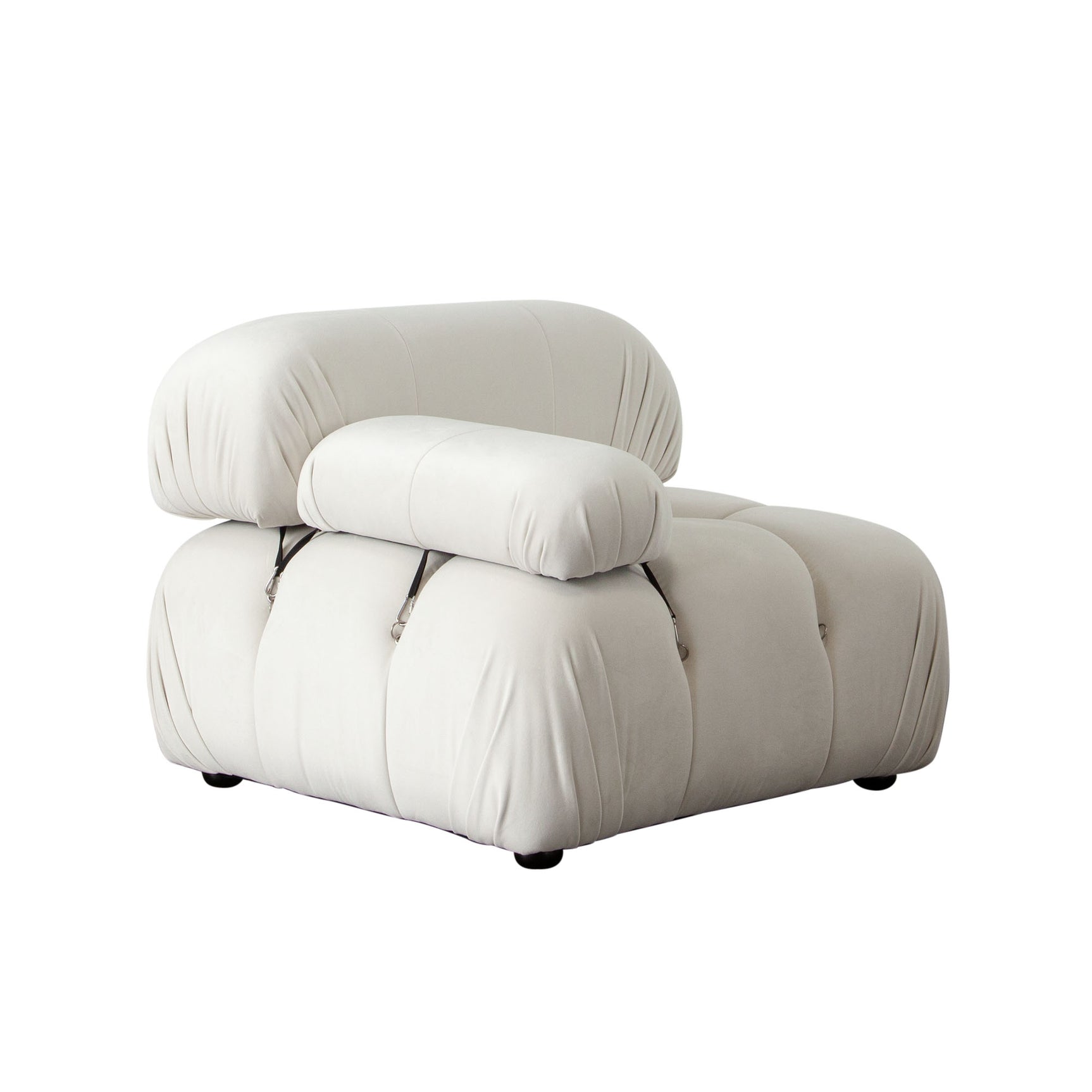 Paloma Light Cream Velvet Modular Sectional / 3-piece - Ornate Home