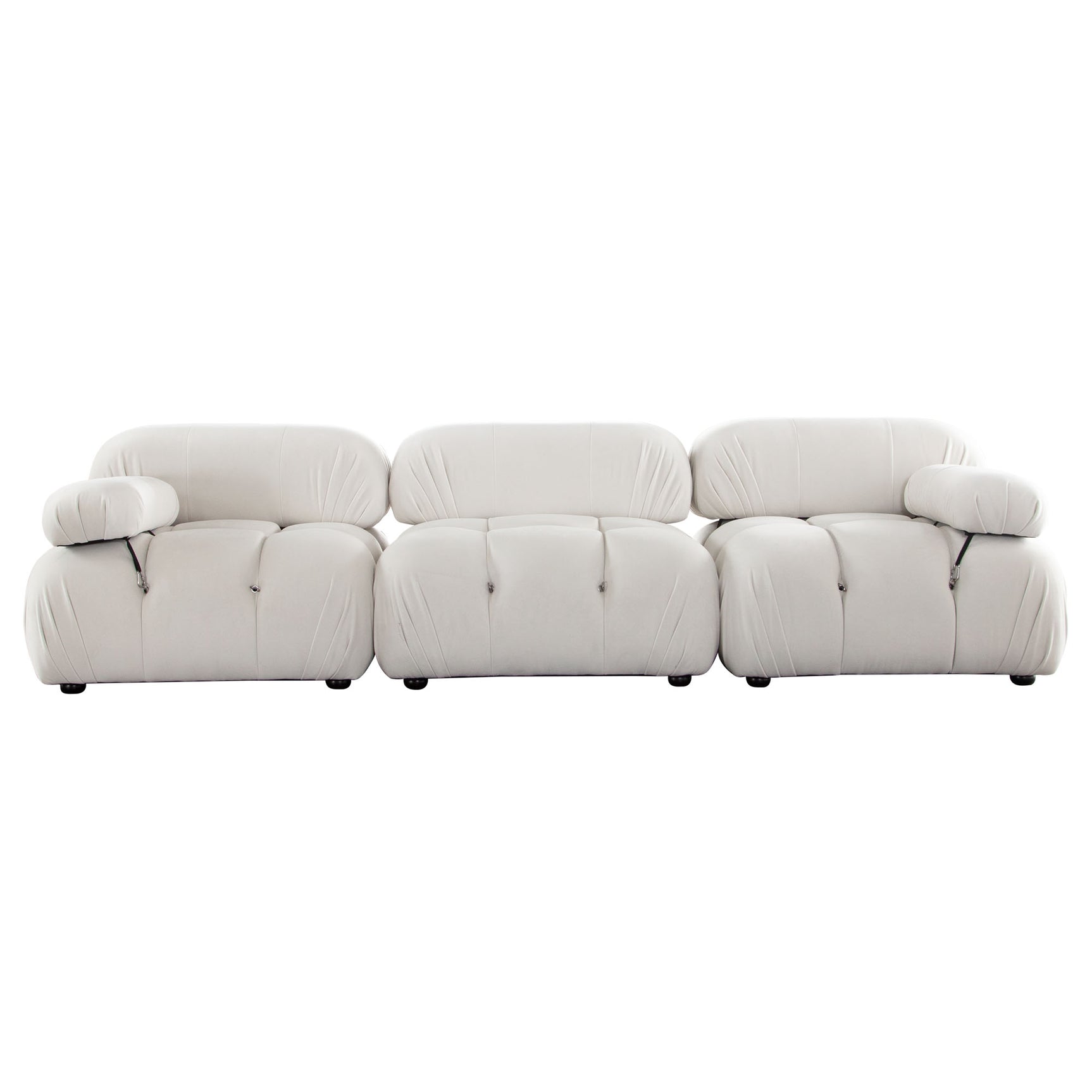 Paloma Light Cream Velvet Modular Sectional / 3-piece - Ornate Home