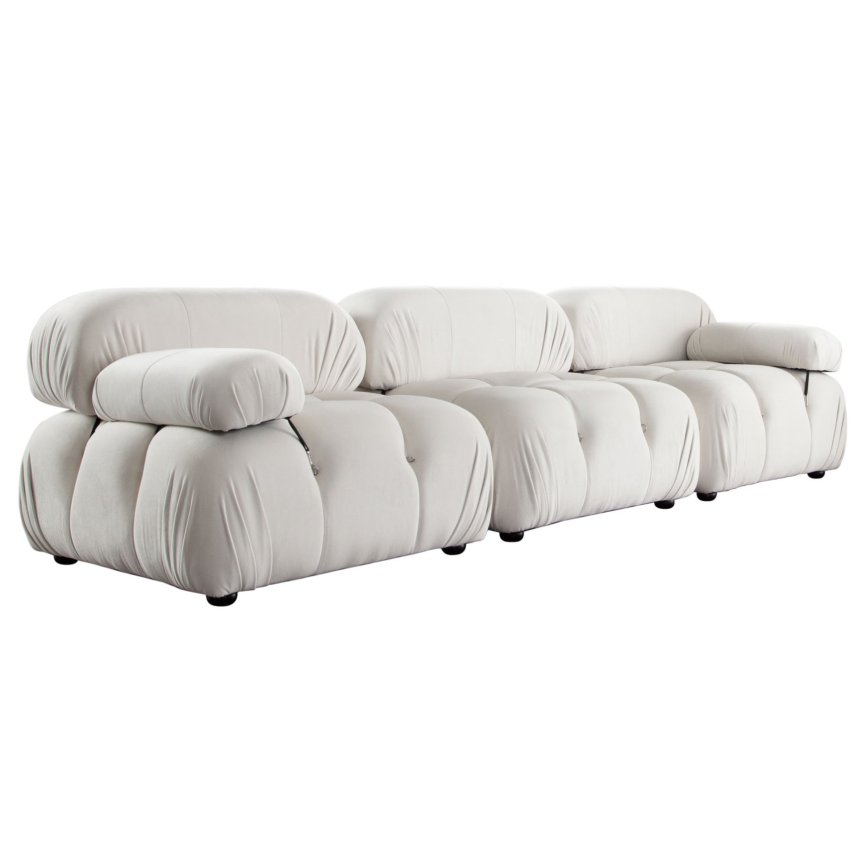 Paloma Light Cream Velvet Modular Sectional / 3-piece - Ornate Home
