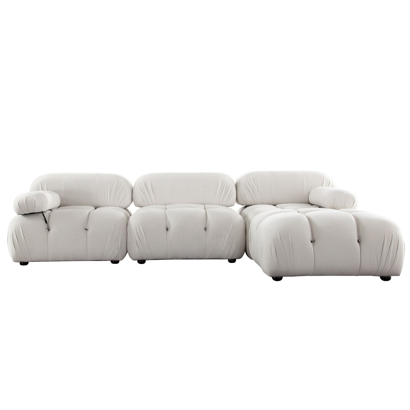 Paloma Light Cream Velvet Modular Sectional / 4-piece - Ornate Home