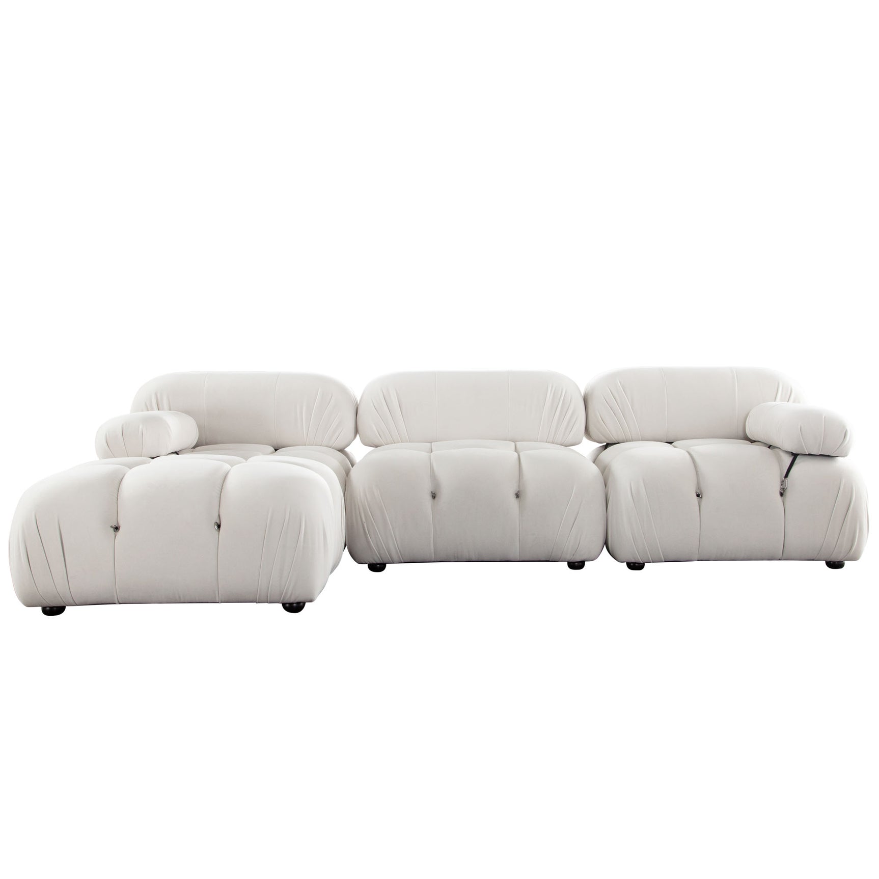 Paloma Light Cream Velvet Modular Sectional / 4-piece - Ornate Home