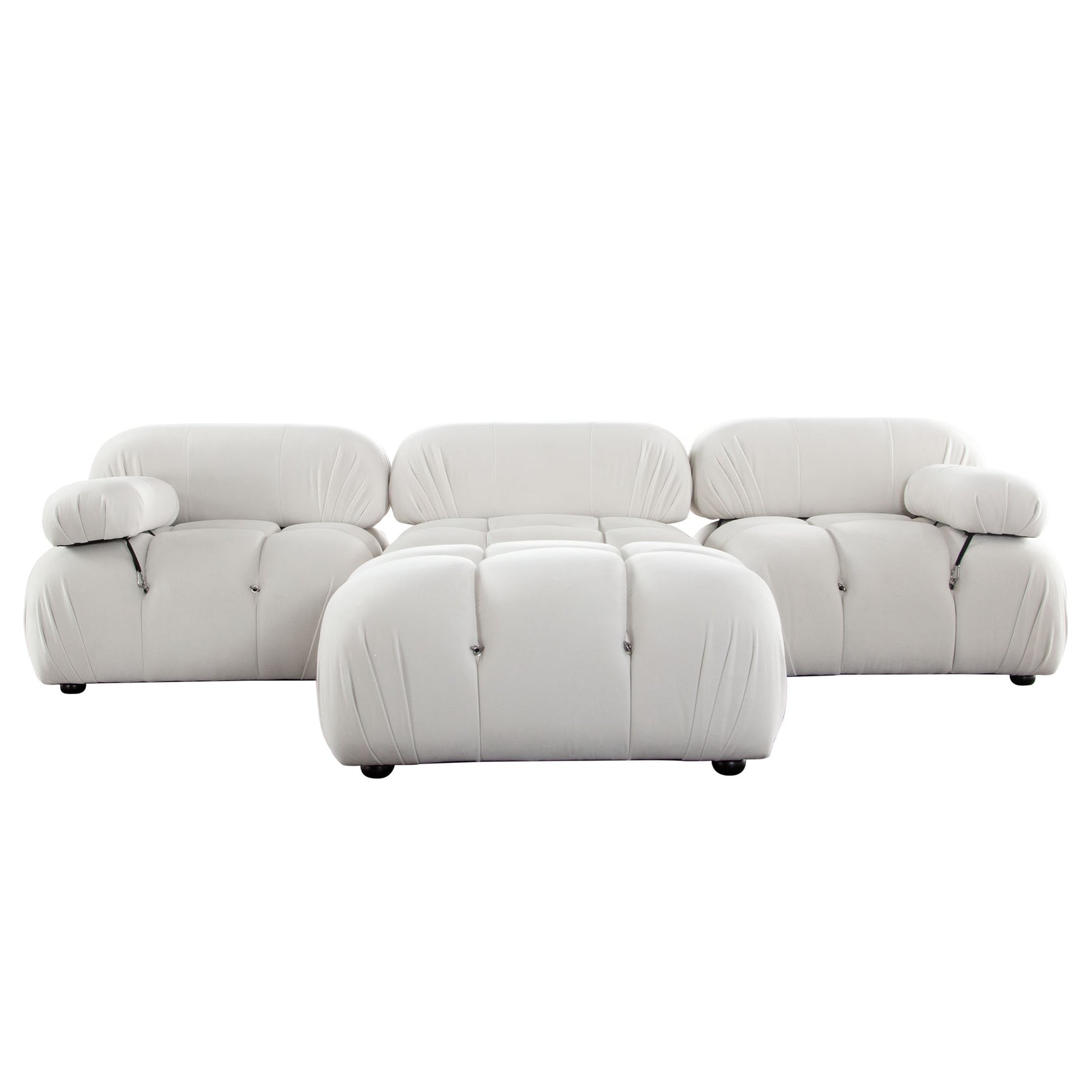 Paloma Light Cream Velvet Modular Sectional / 4-piece - Ornate Home