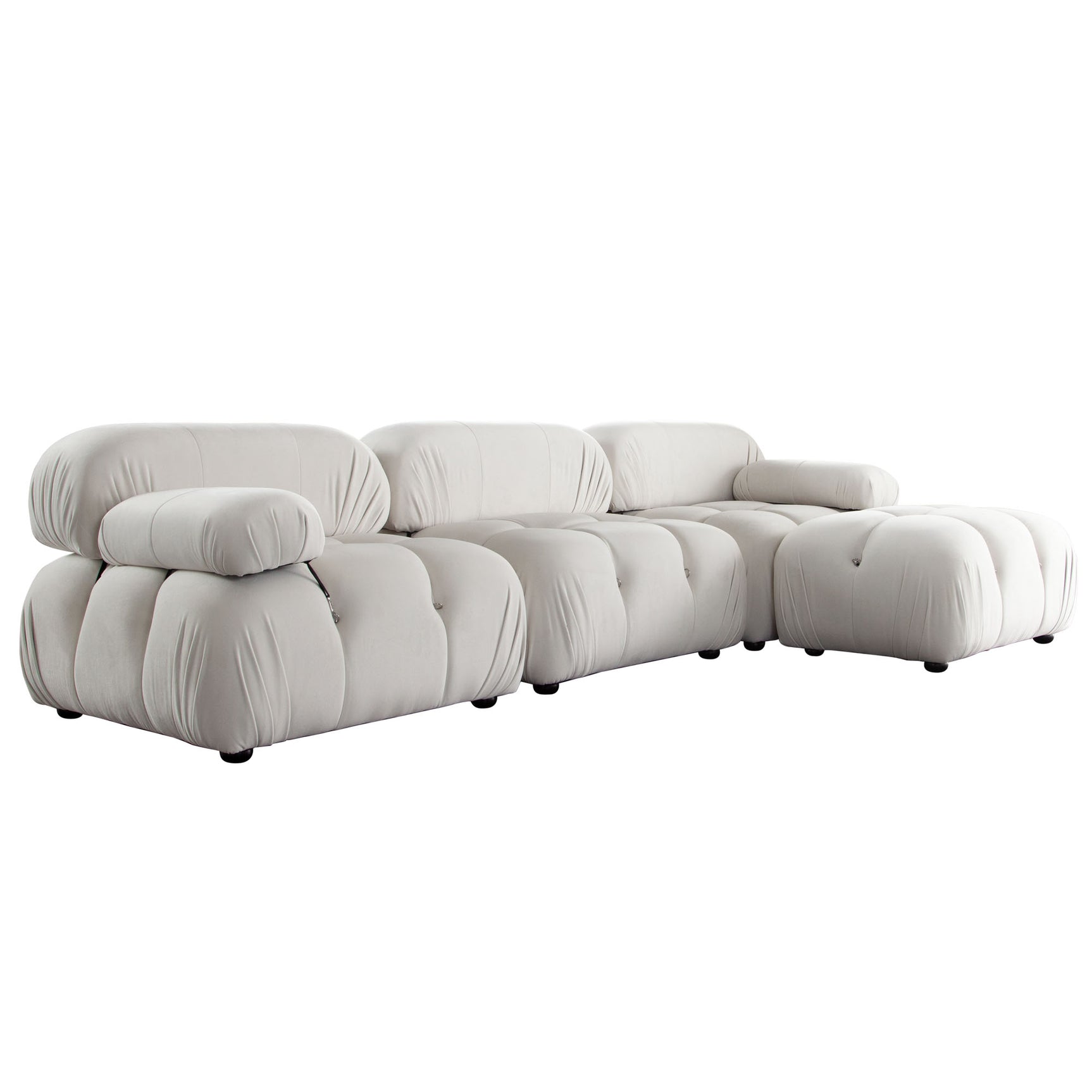 Paloma Light Cream Velvet Modular Sectional / 4-piece - Ornate Home