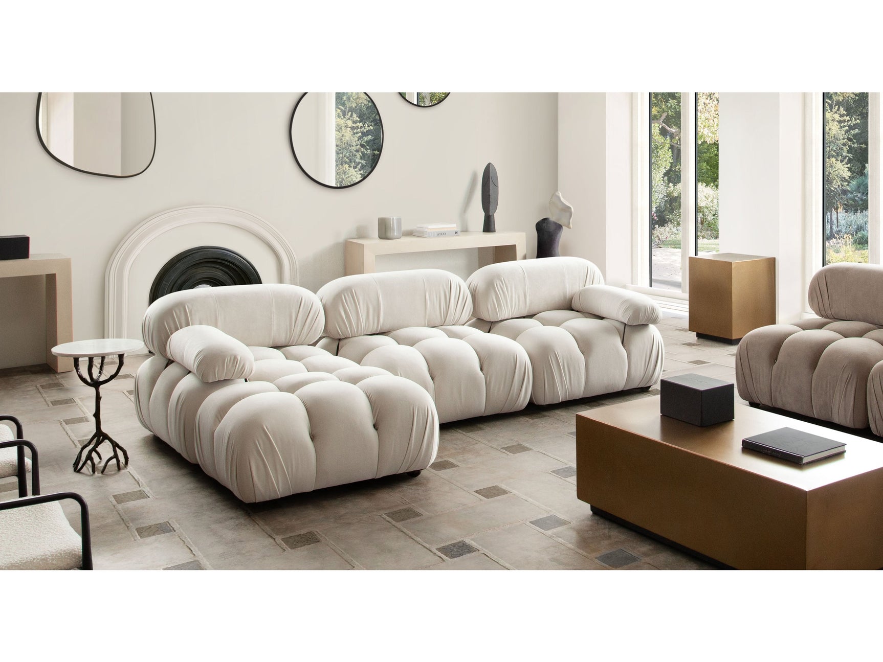 Paloma Light Cream Velvet Modular Sectional / 4-piece - Ornate Home