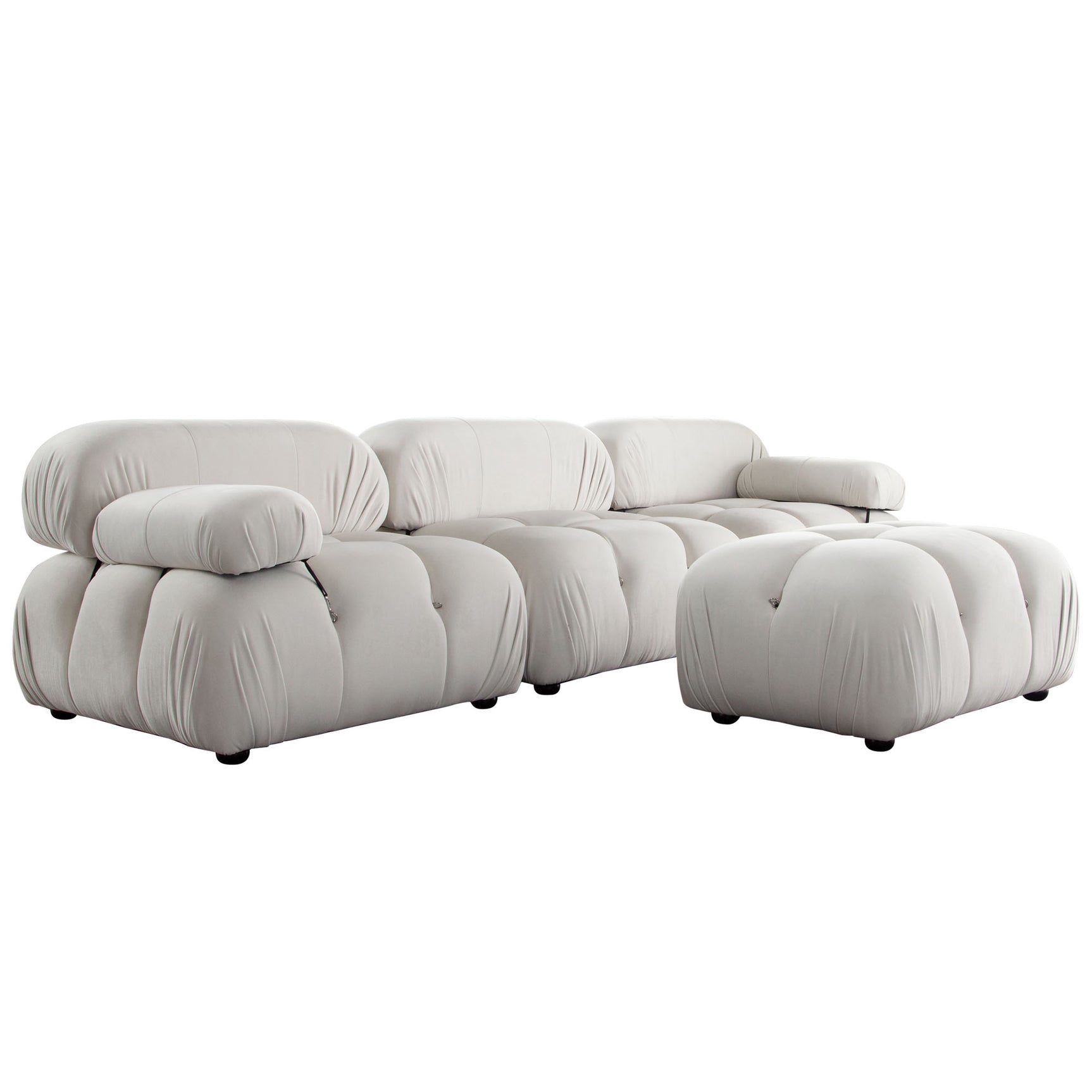 Paloma Light Cream Velvet Modular Sectional / 4-piece - Ornate Home