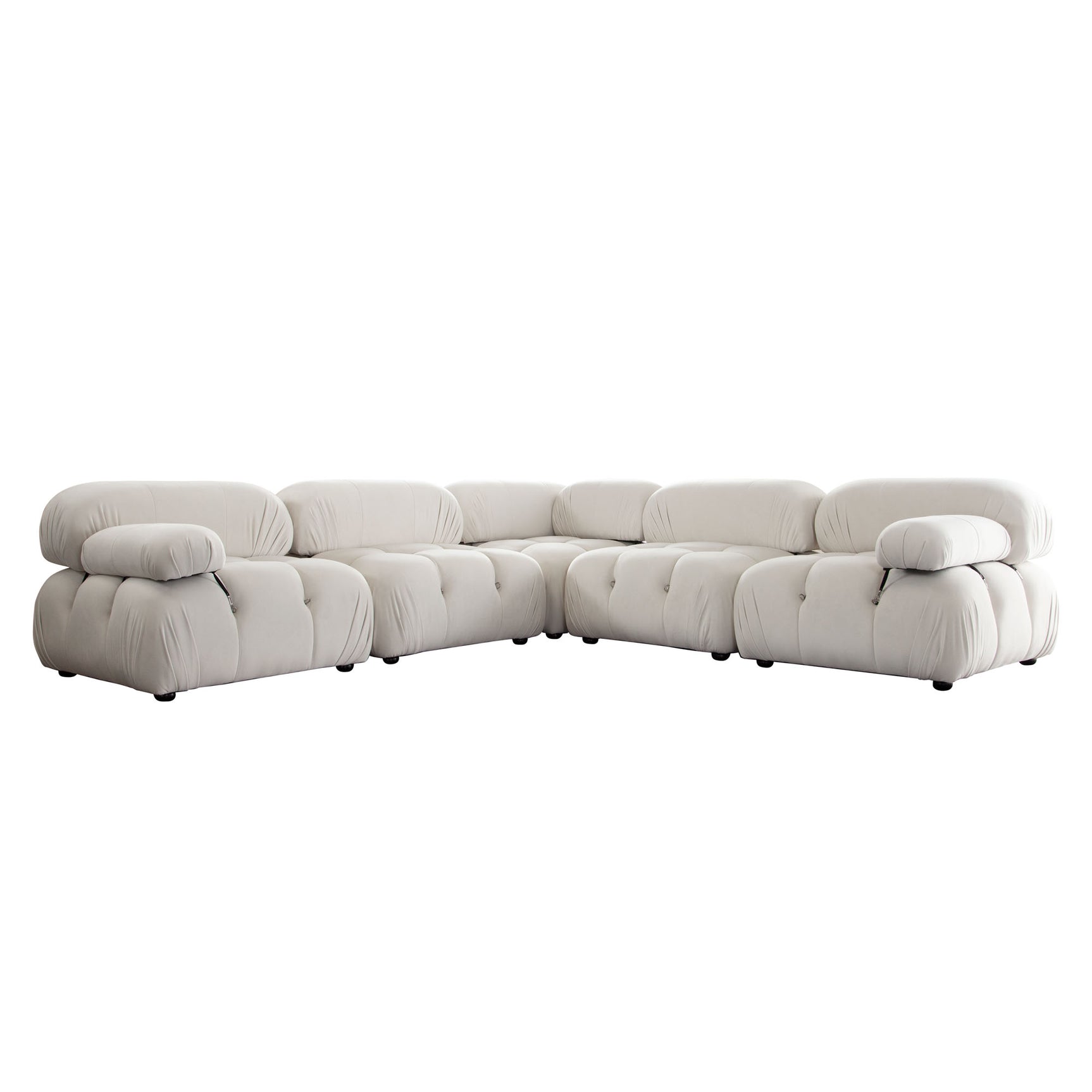 Paloma Light Cream Velvet Modular Sectional / 5-piece - Ornate Home