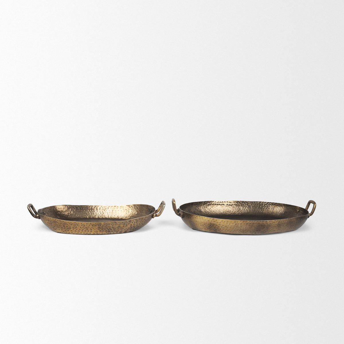Pama Gold Hammered Metal Decorative Trays (Set of 2) - Ornate Home