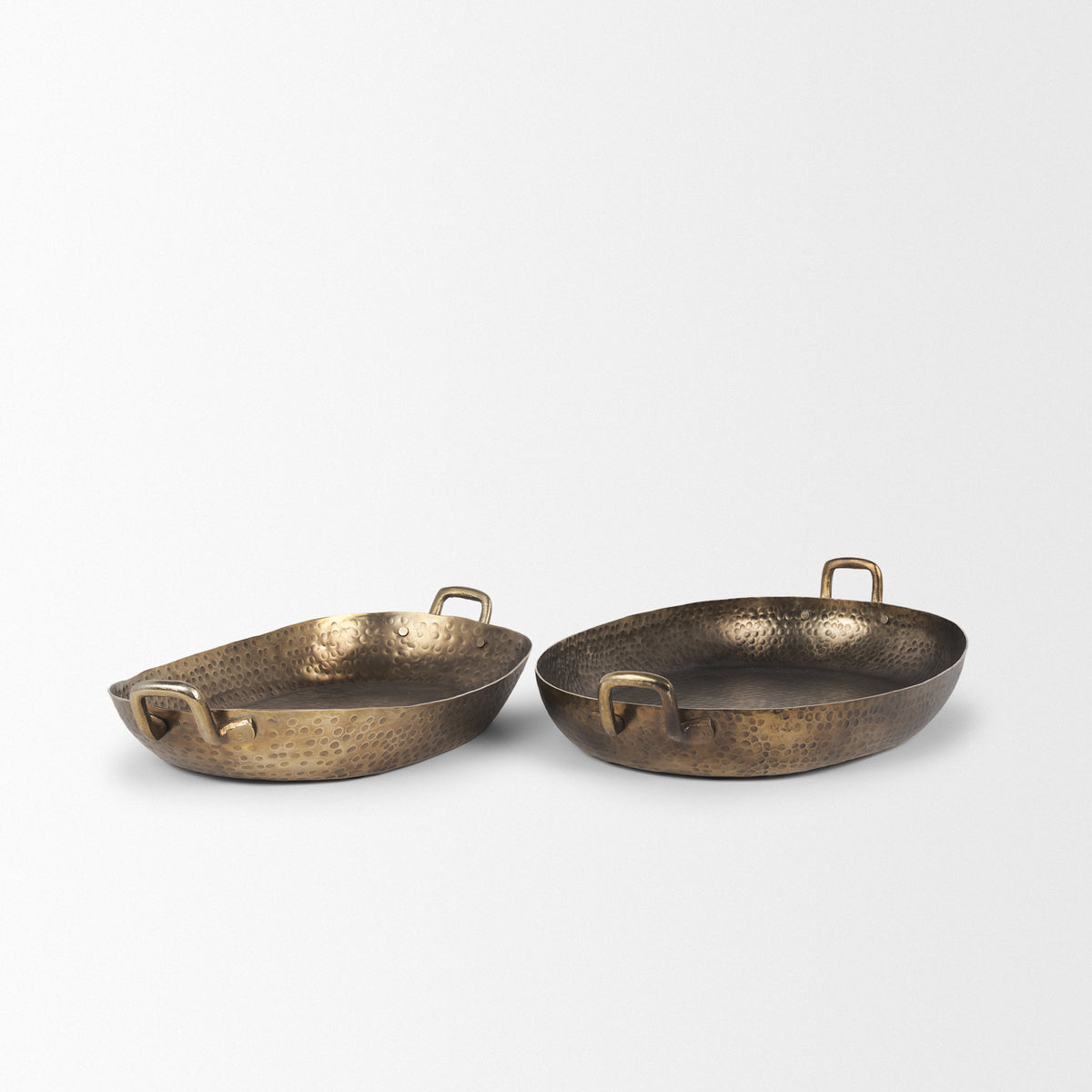 Pama Gold Hammered Metal Decorative Trays (Set of 2) - Ornate Home