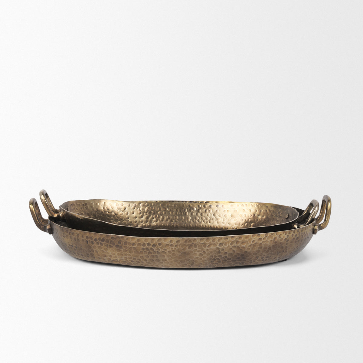 Pama Gold Hammered Metal Decorative Trays (Set of 2) - Ornate Home
