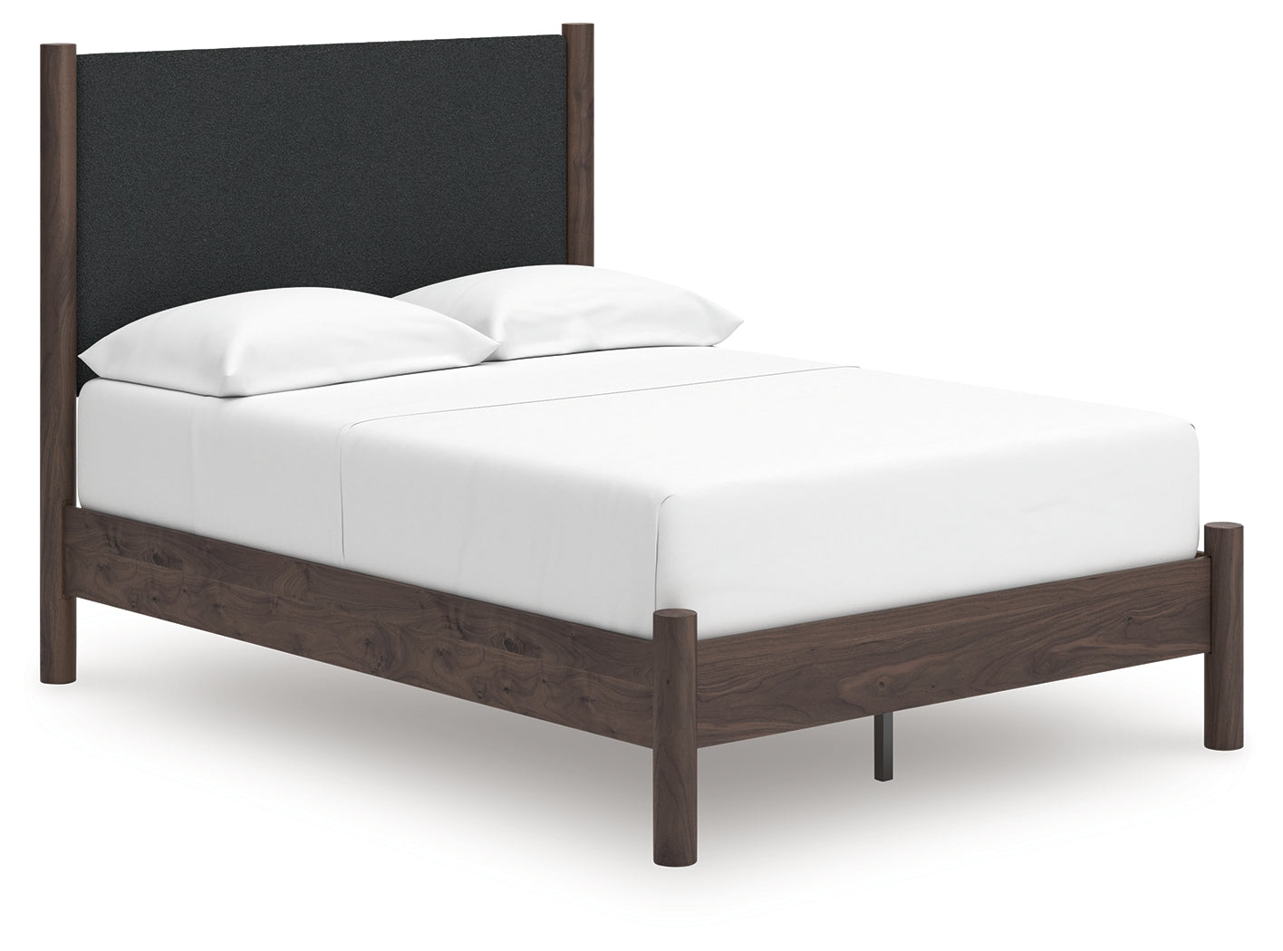 Pamytta Brown Full Upholstered Platform Bed, Dresser and Mirror (Online Special Price) - Ornate Home