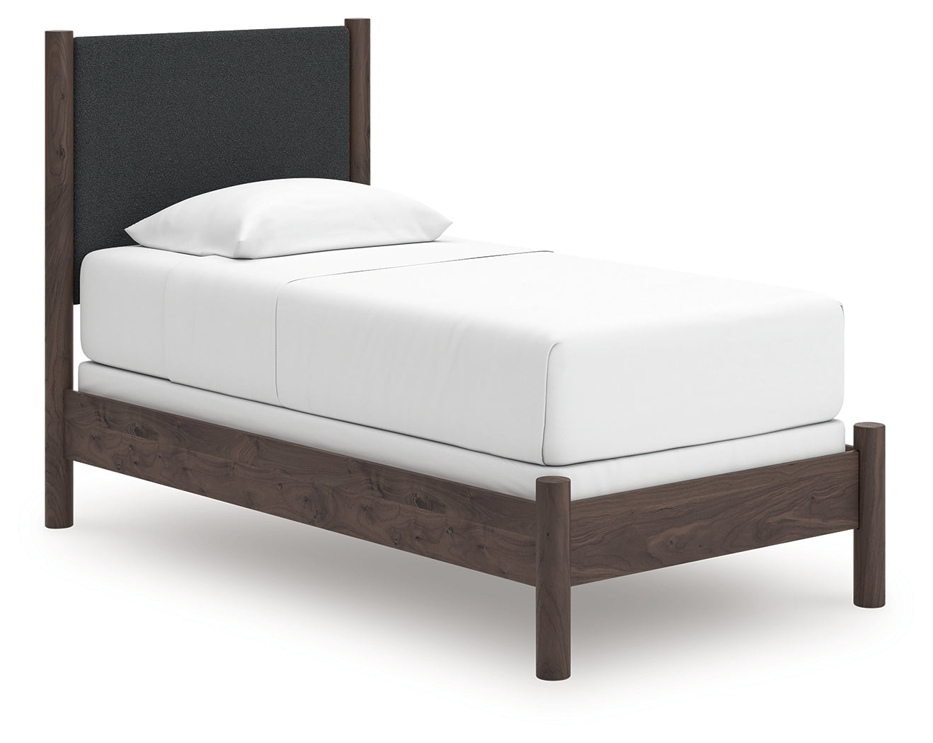 Pamytta Brown Twin Upholstered Panel Bed, Dresser and Mirror (Online Special Price) - Ornate Home