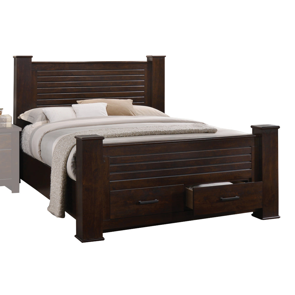 Panang Queen Bed w/ Storage in Mahogany 23370Q - Ornate Home