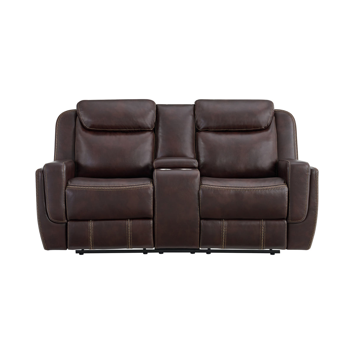 Panther Neono Brown Motion Loveseat with Console - Ornate Home