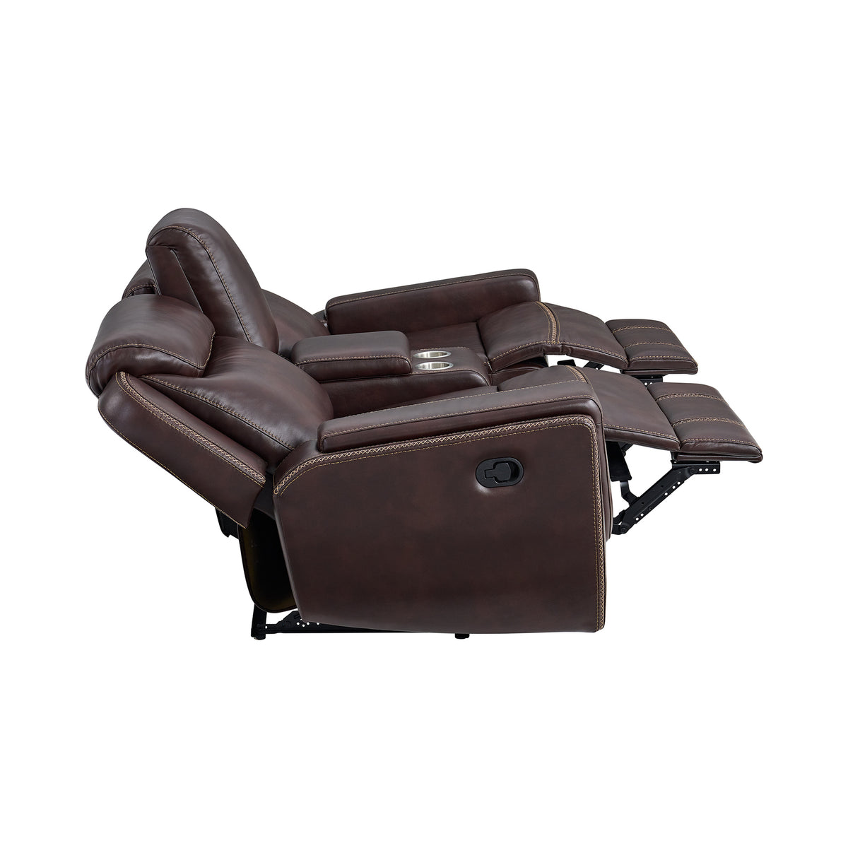 Panther Neono Brown Motion Loveseat with Console - Ornate Home