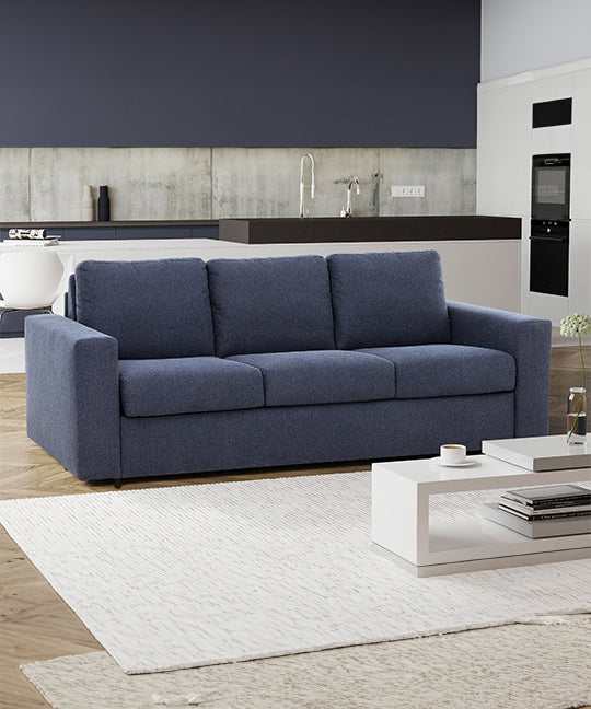 Stearns & Foster® Paolo Deep Blue Queen Sleeper Sofa w/ Memory Foam Mattress - Ornate Home