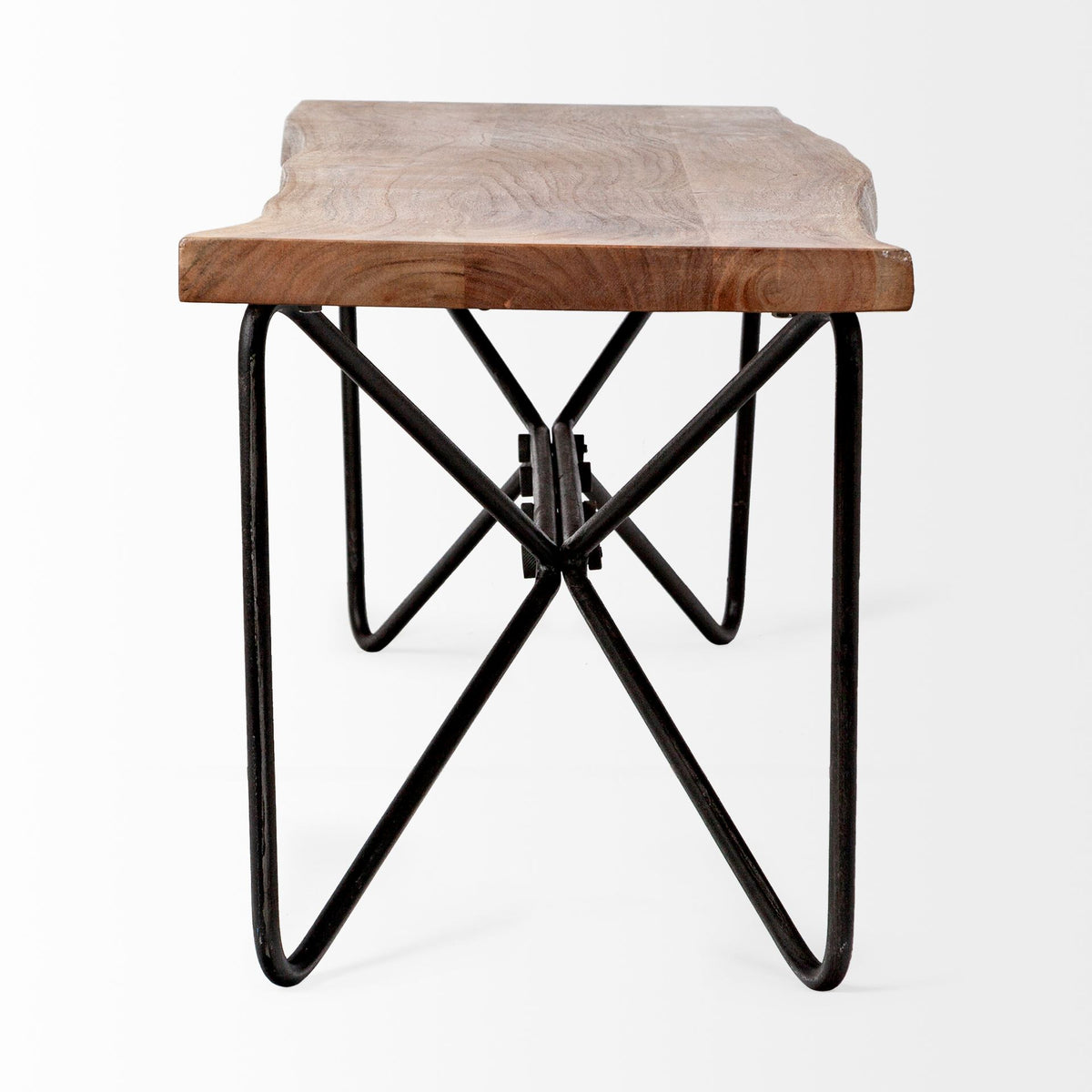 Papillion Natural Solid Wood and Iron Dining Bench - Ornate Home