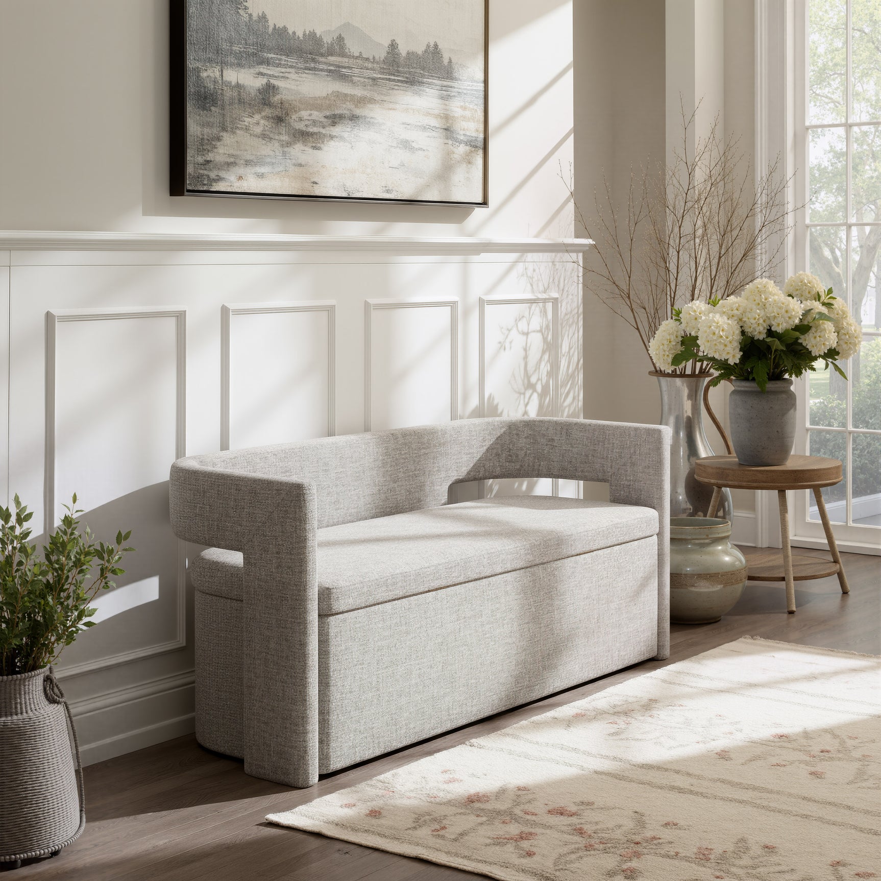 Papua Gray Storage Bench - Ornate Home
