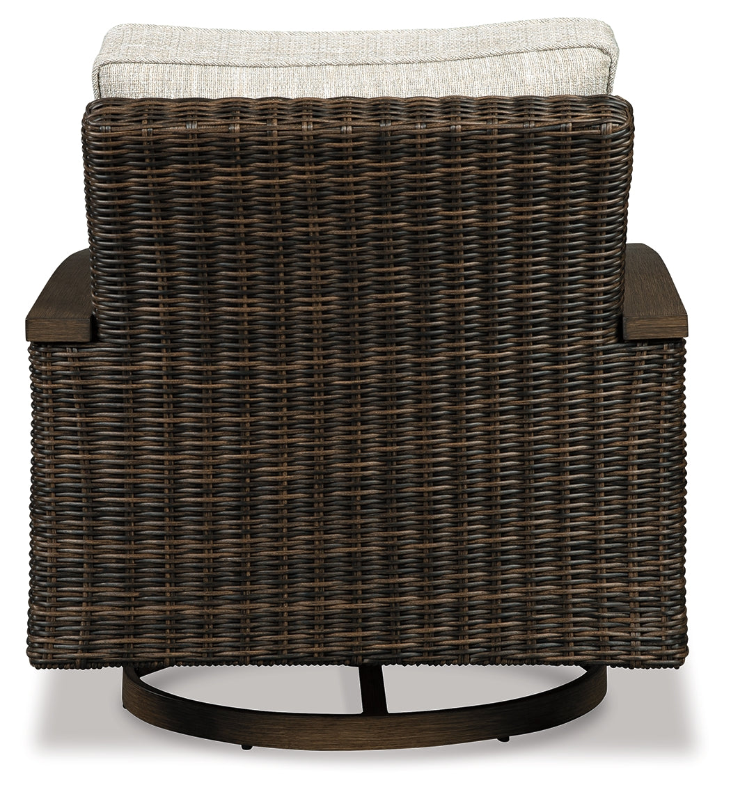 Paradise Trail Medium Brown Outdoor Loveseat & Fire Pit Table & 2 Lounge Chairs - Ornate Home