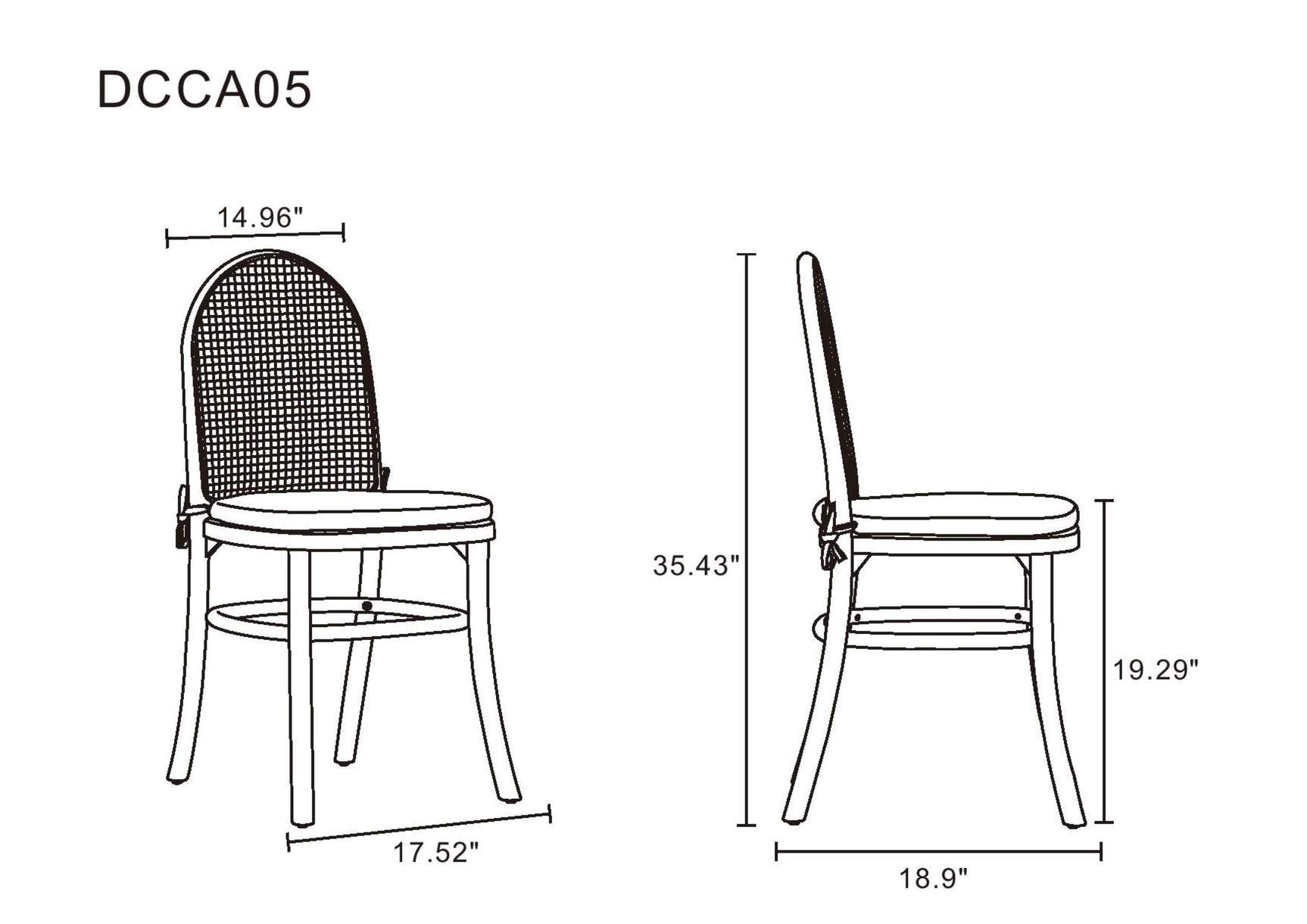 Paragon Dining Chair 1.0 with Cream Cushions in Nature and Cane (set of 2) - Ornate Home