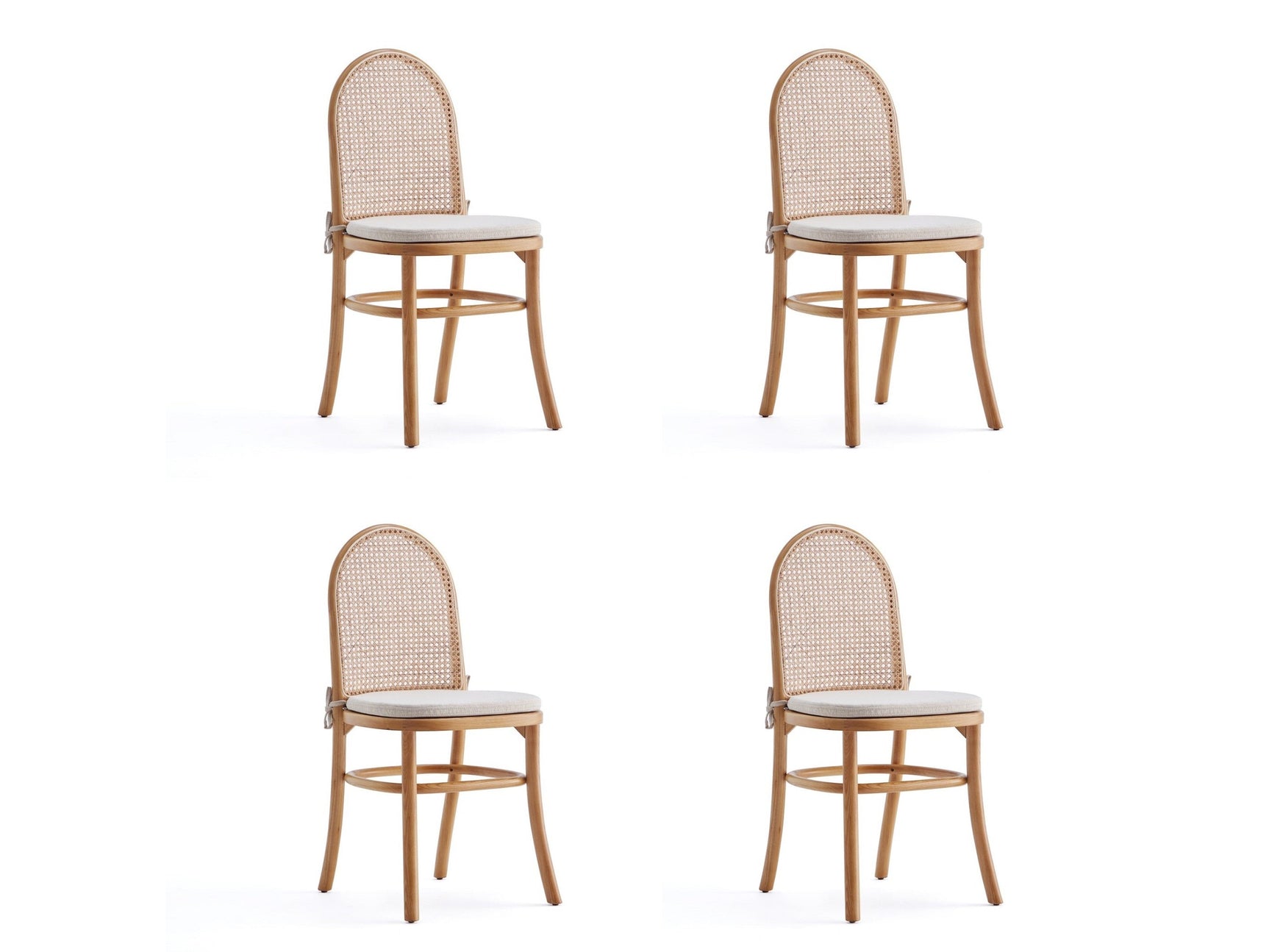 Paragon Dining Chair 1.0 with Cream Cushions in Nature and Cane (set of 4) - Ornate Home