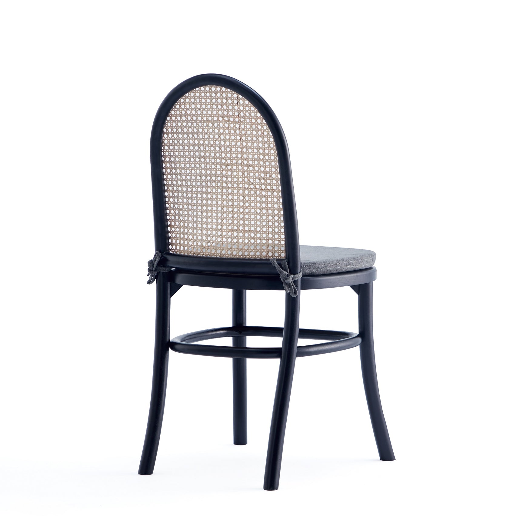 Paragon Dining Chair 1.0 with Grey Cushions in Black and Cane (set of 2) - Ornate Home