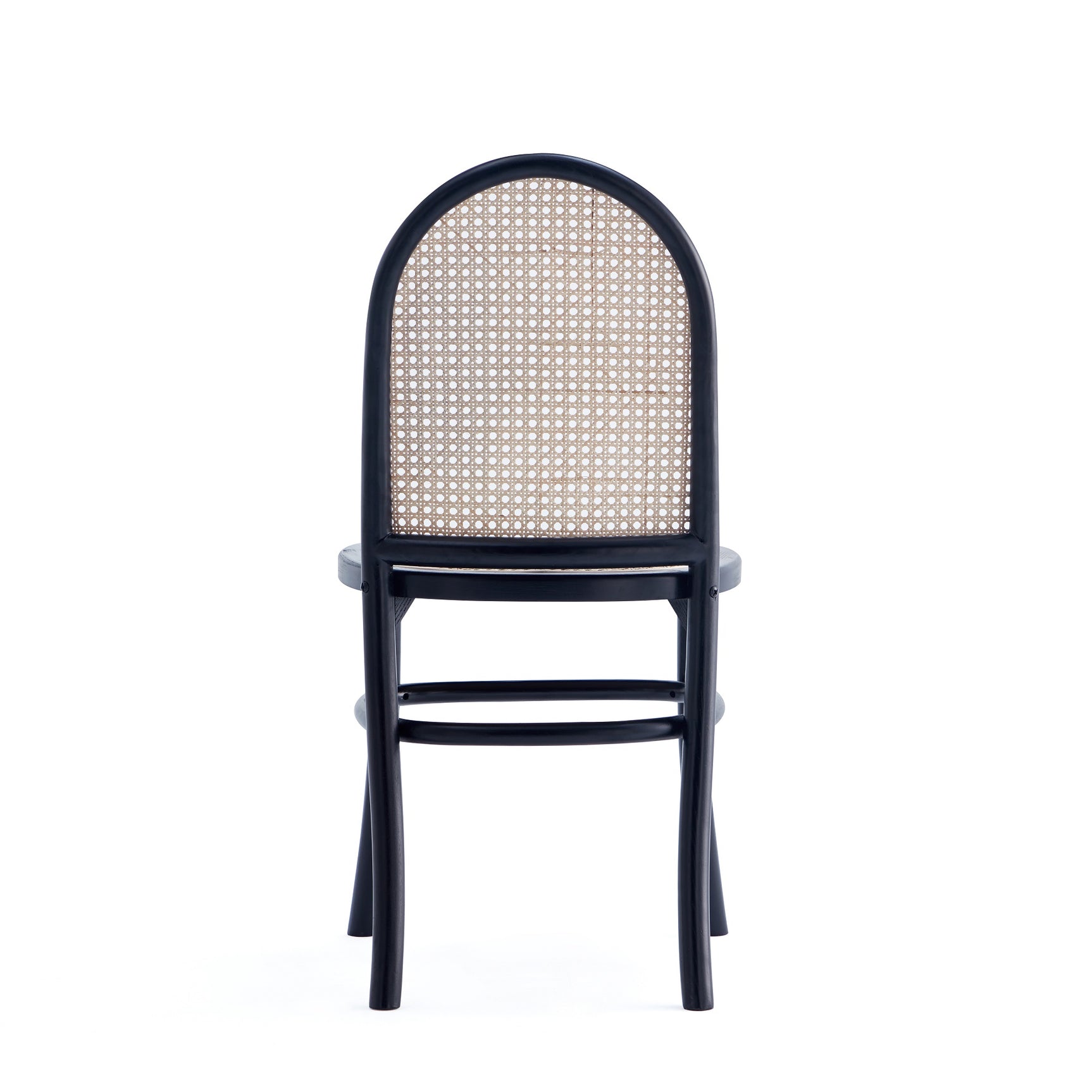 Paragon Dining Chair 1.0 with Grey Cushions in Black and Cane (set of 2) - Ornate Home