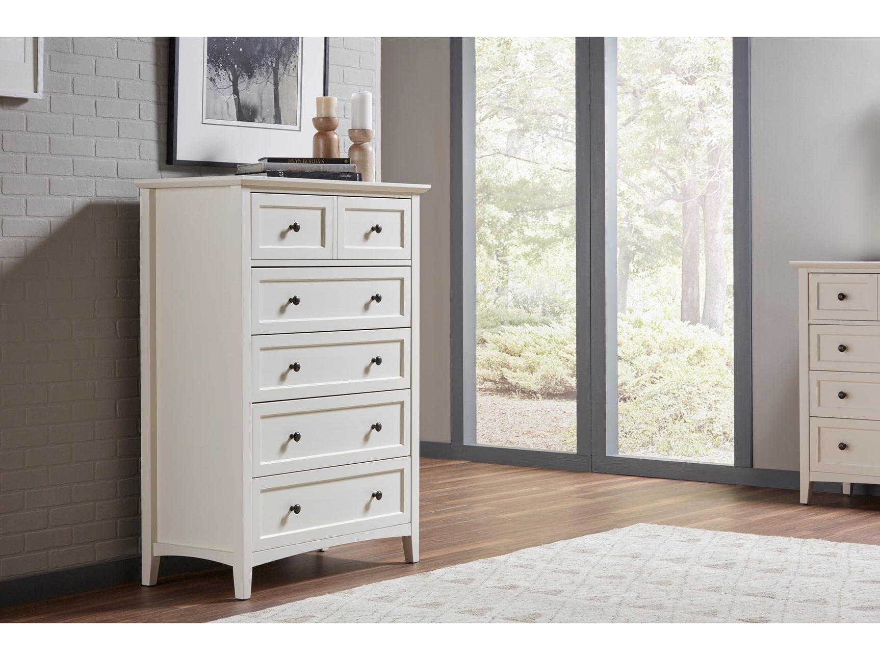 Paragon Five Drawer Chest in White - Ornate Home
