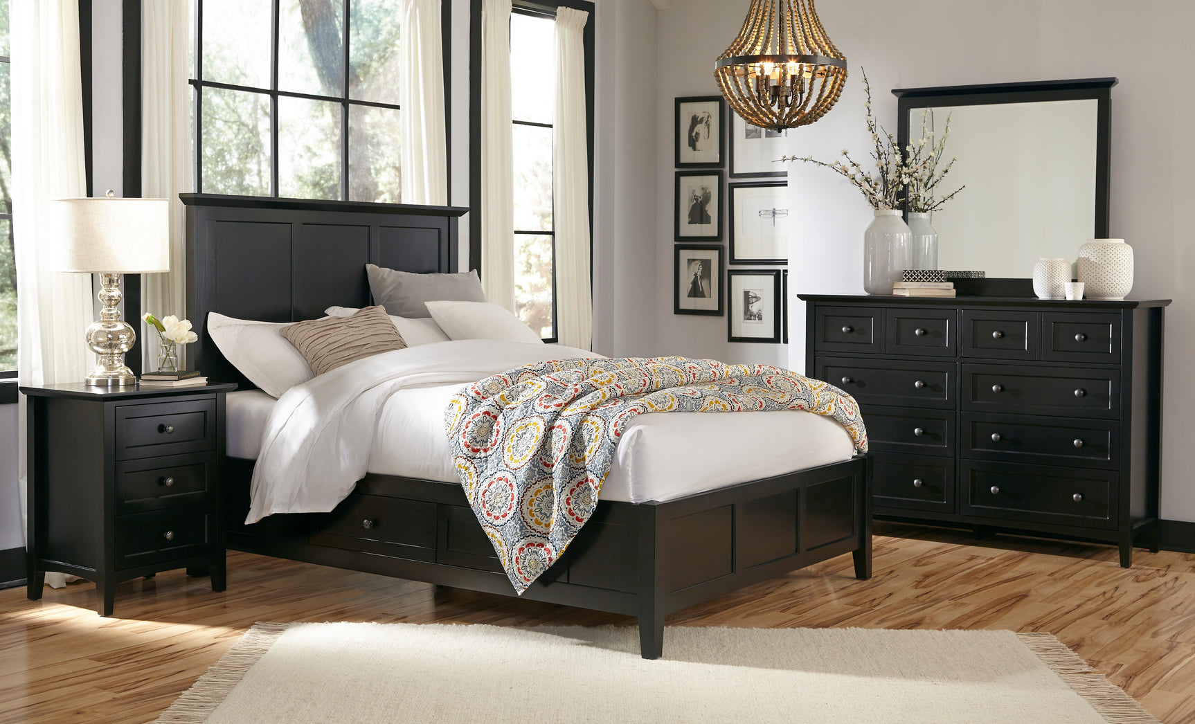 Paragon Four Drawer Wood California King Storage Bed in Black - Ornate Home