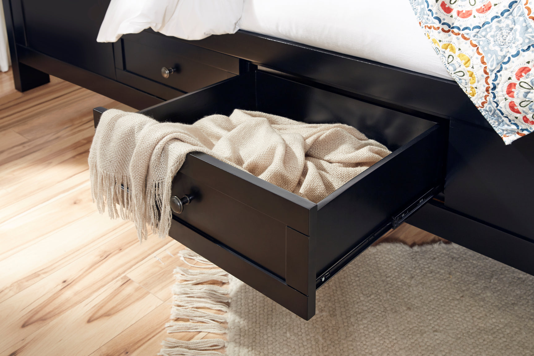 Paragon Four Drawer Wood California King Storage Bed in Black - Ornate Home