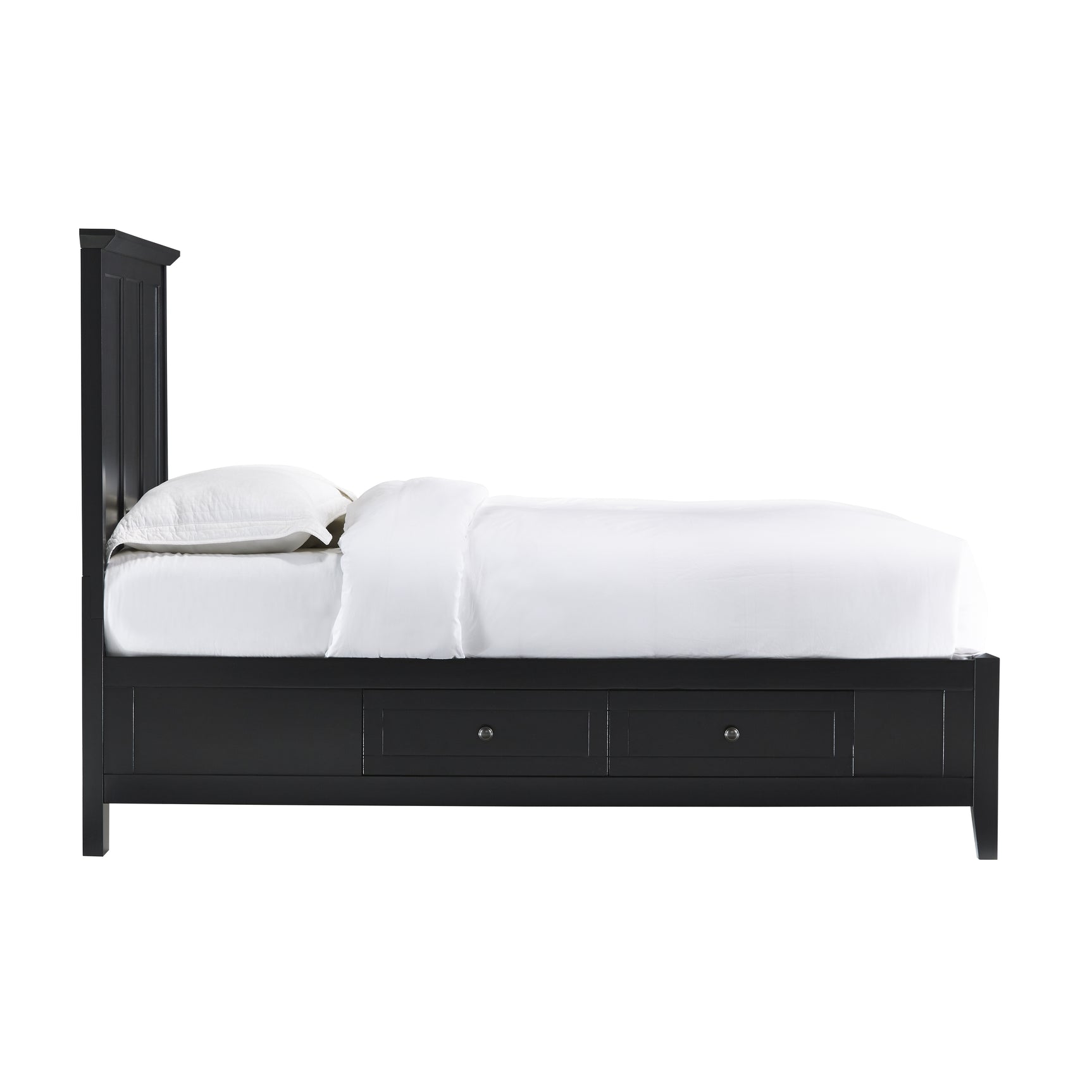 Paragon Four Drawer Wood Queen Storage Bed in Black - Ornate Home