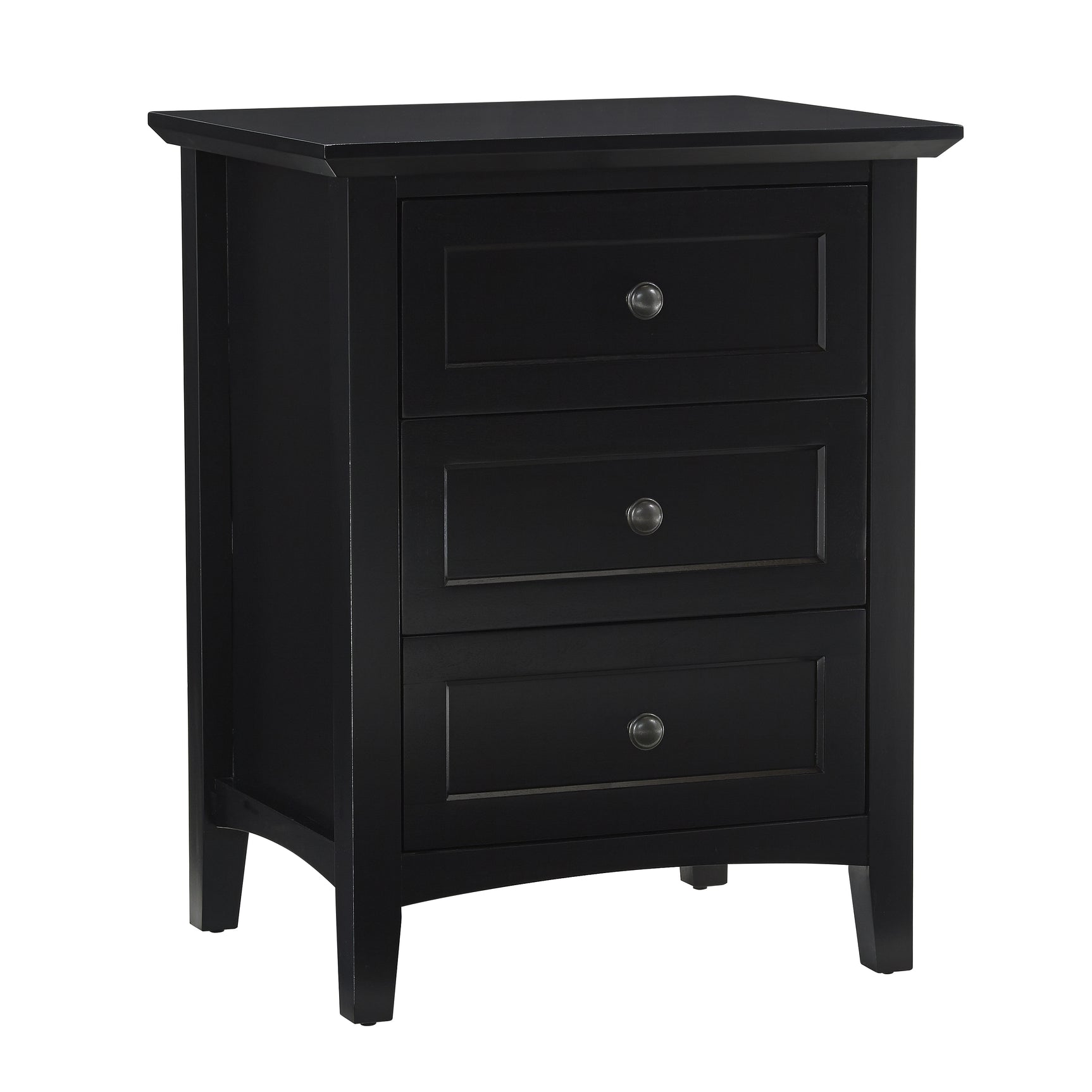 Paragon Three-Drawer Nightstand in Black - Ornate Home