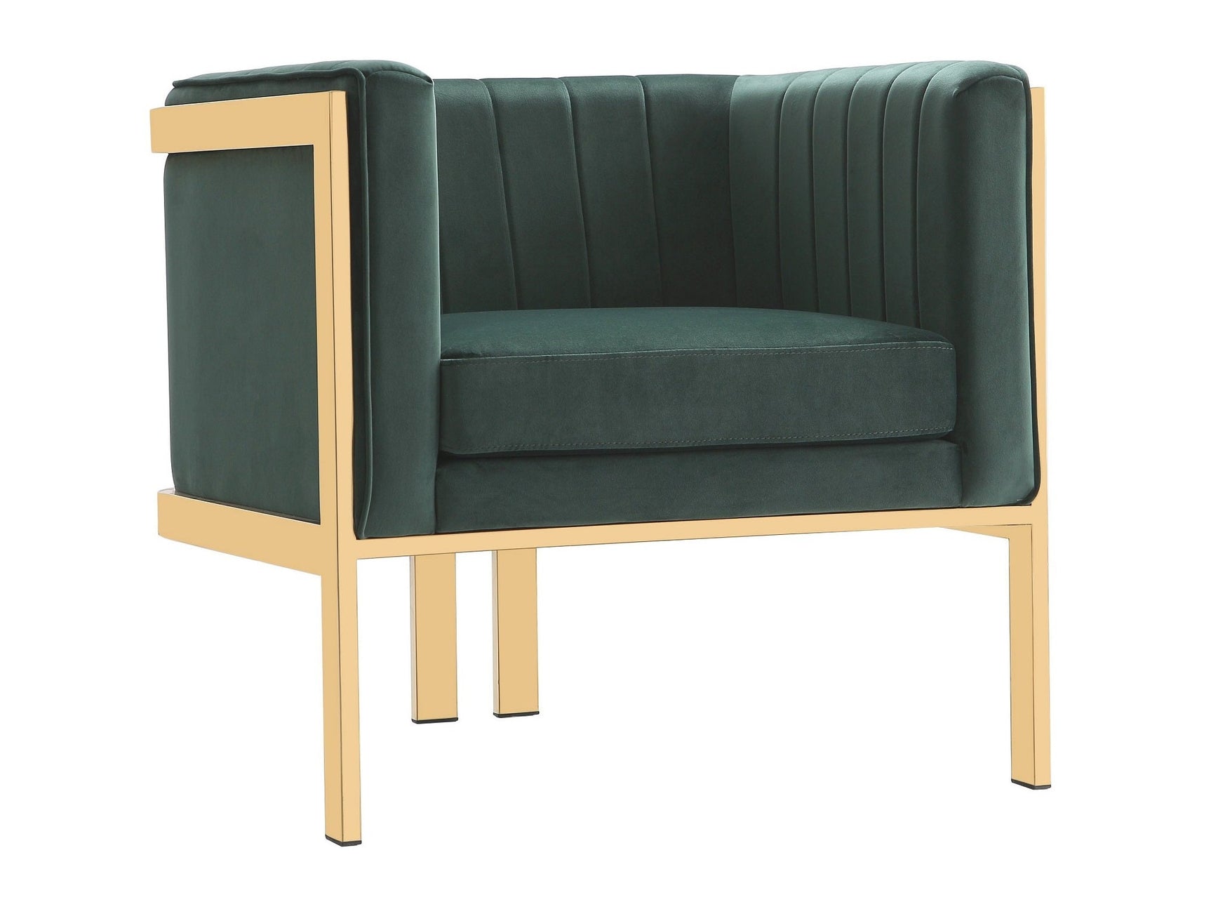 Paramount Accent Armchair in Forest Green and Polished Brass - Ornate Home