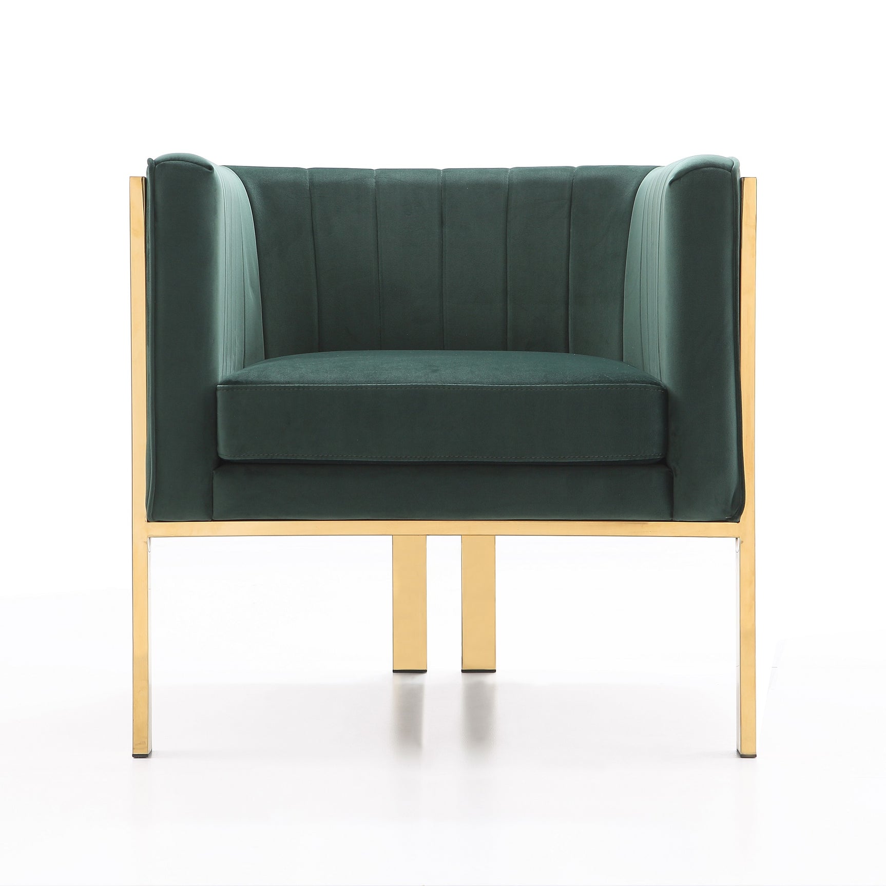 Paramount Accent Armchair in Forest Green and Polished Brass - Ornate Home