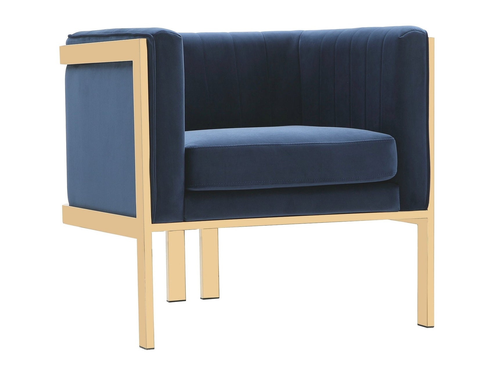 Paramount Accent Armchair in Royal Blue and Polished Brass - Ornate Home