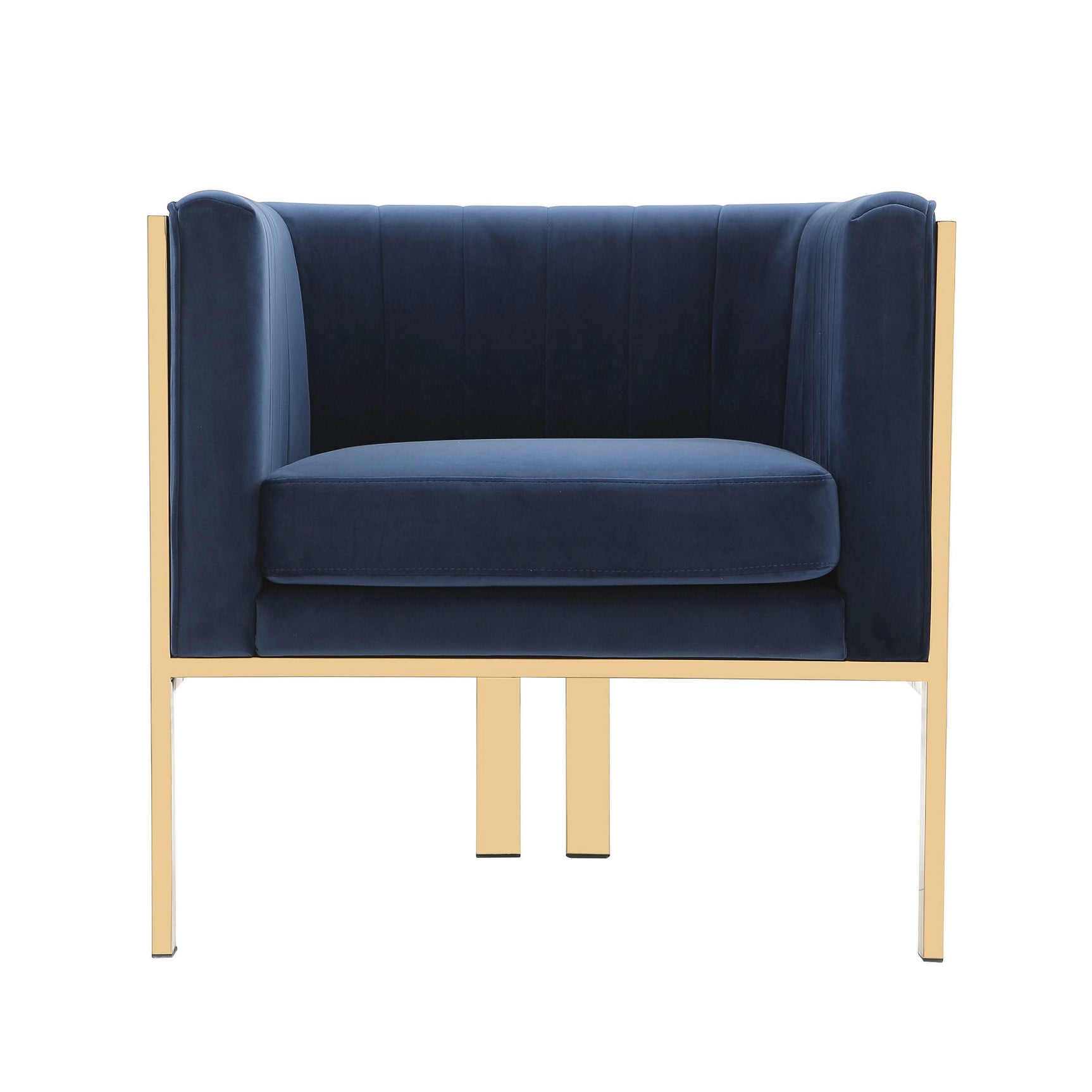 Paramount Accent Armchair in Royal Blue and Polished Brass - Ornate Home