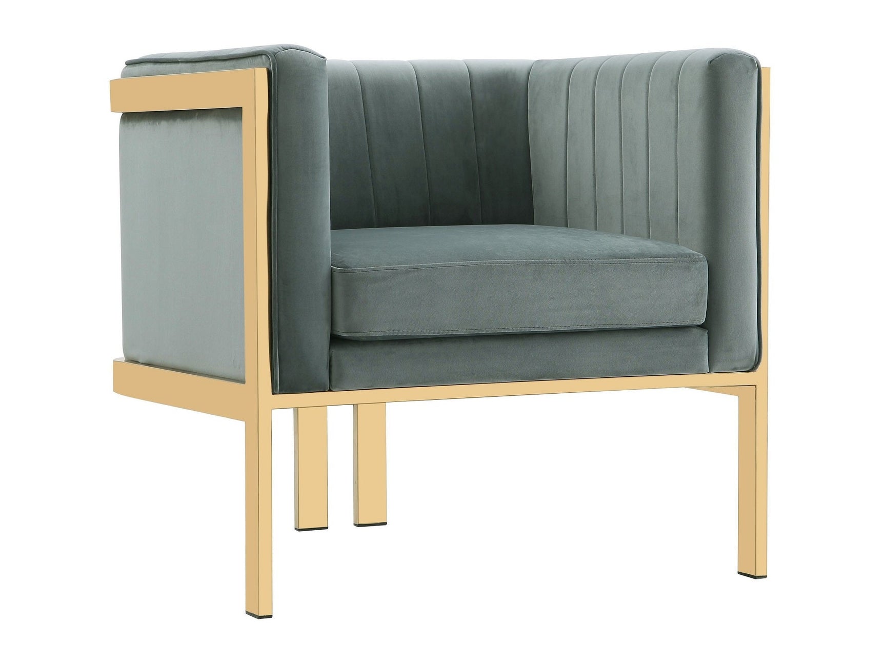 Paramount Accent Armchair in Warm Grey and Polished Brass - Ornate Home