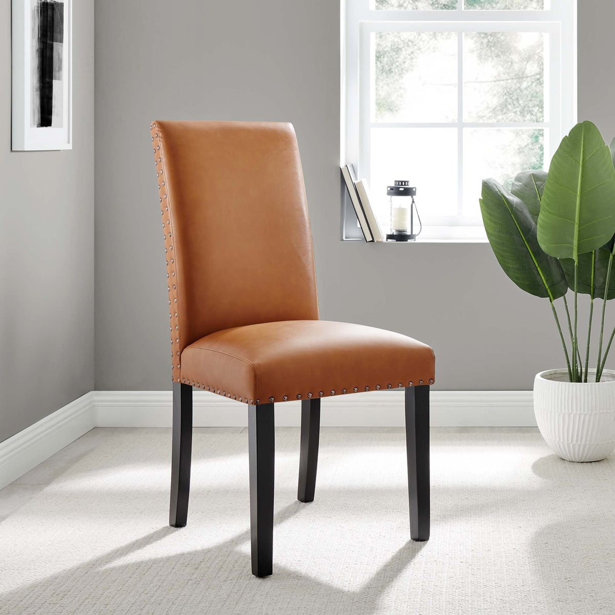 Parcel Tan Dining Faux Leather Side Chair - Ornate Home