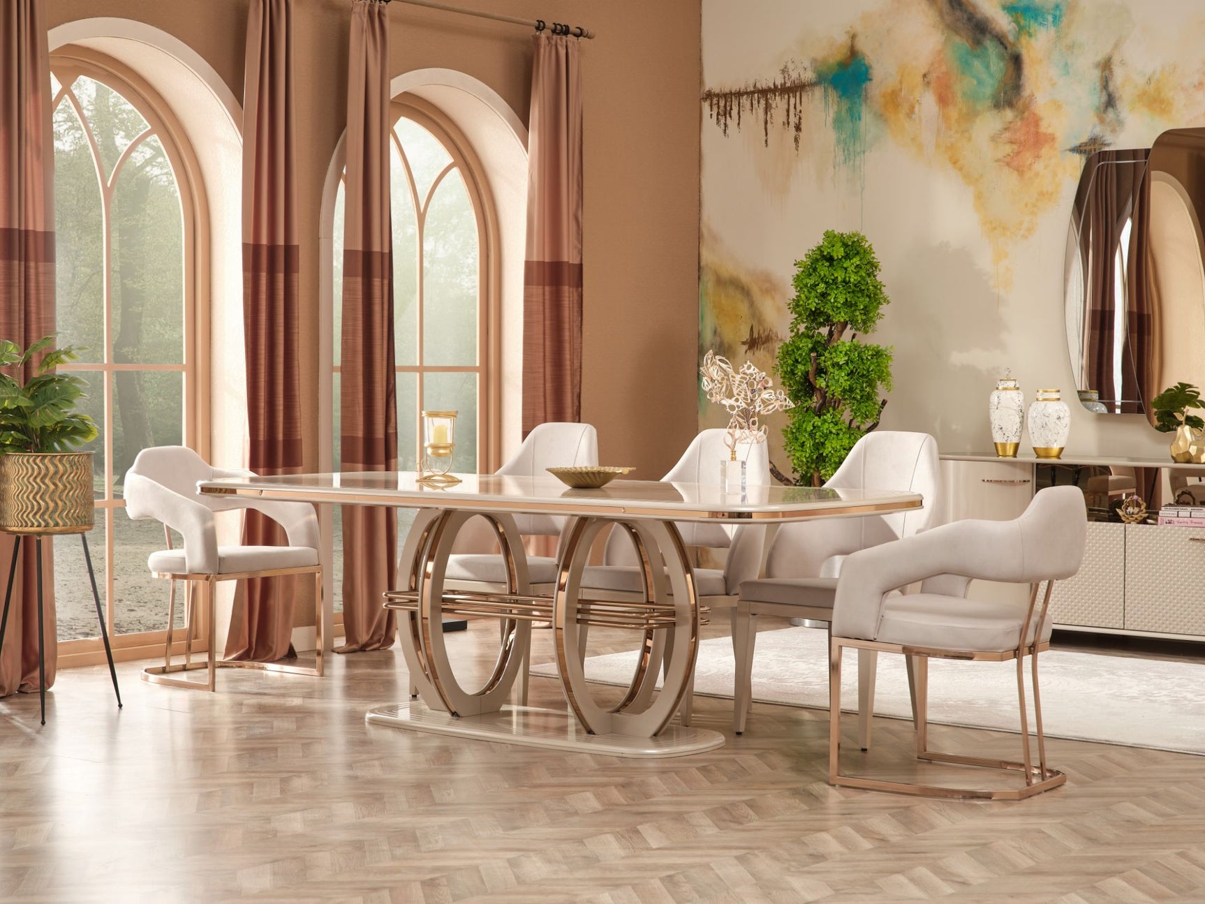 Paris Beige Dining Table (78") - Ornate Home